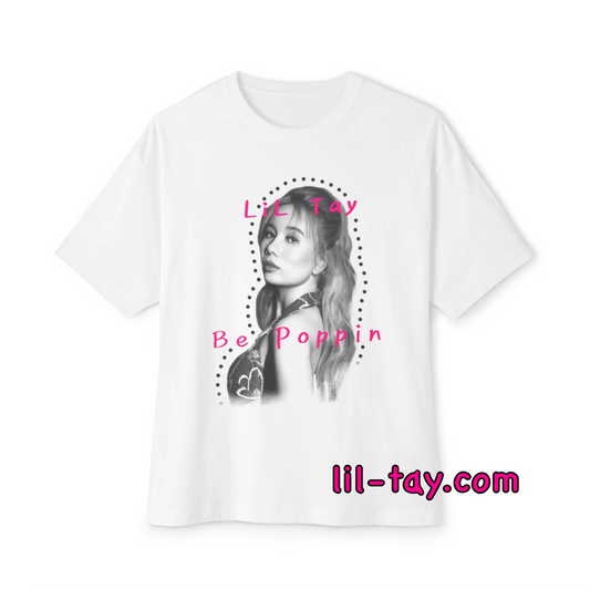LiL Tay BePoppin Oversized tee shirt - white only - pop up store limited time offer 100% cotton for a soft feel
