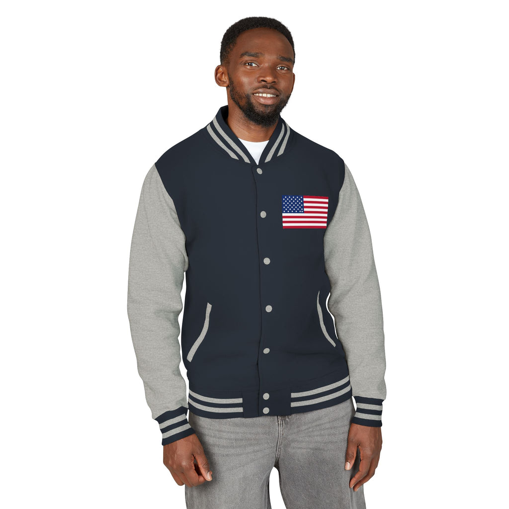 American Flag stitched on the chest Letterman Jacket from LiLTay