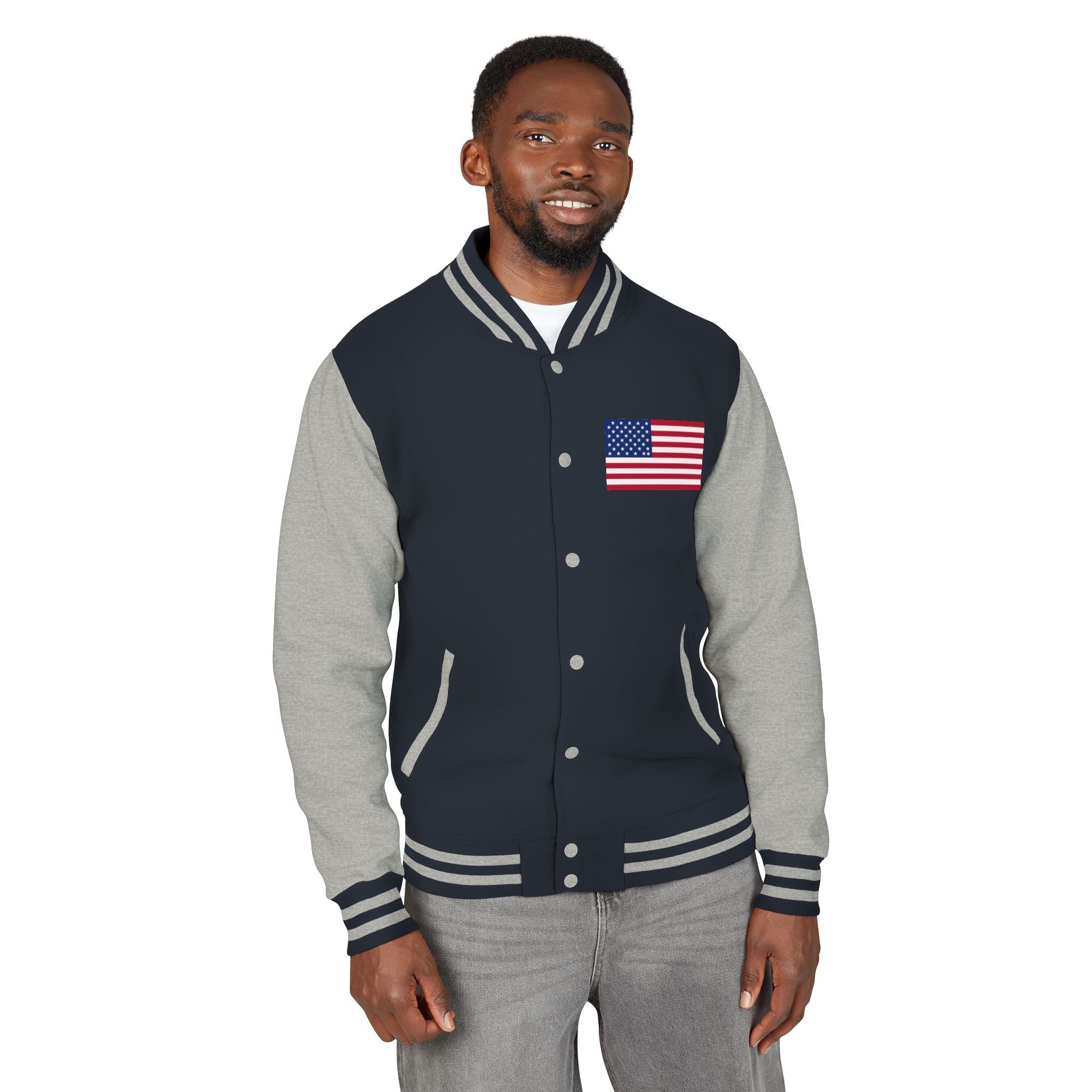 American Flag stitched on the chest Letterman Jacket from LiLTay