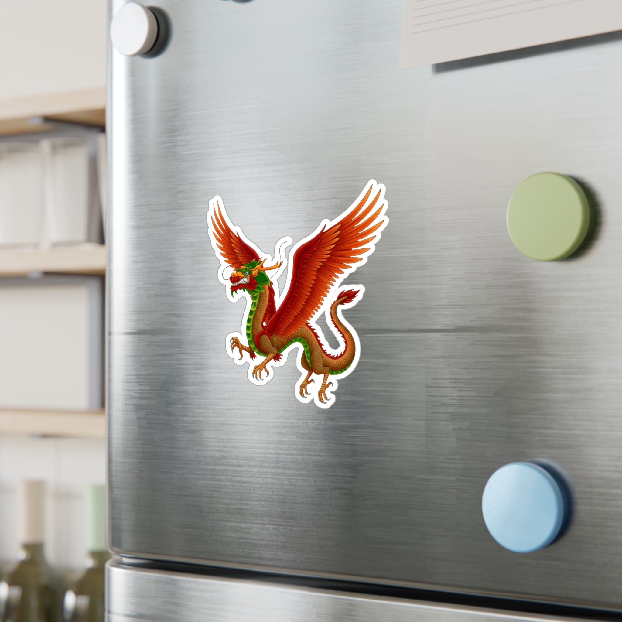 Red Winged Mythical Chinese Dragon Vinyl Sticker – Kiss-Cut Decal From LiLTay