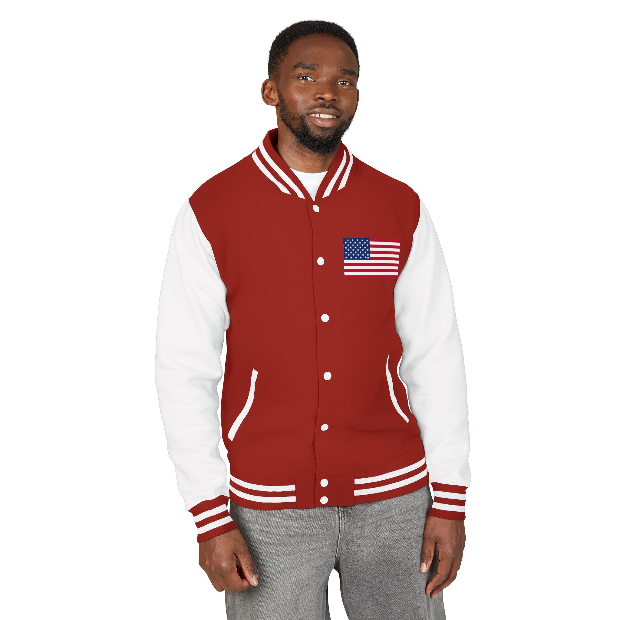American Flag stitched on the chest Letterman Jacket from LiLTay