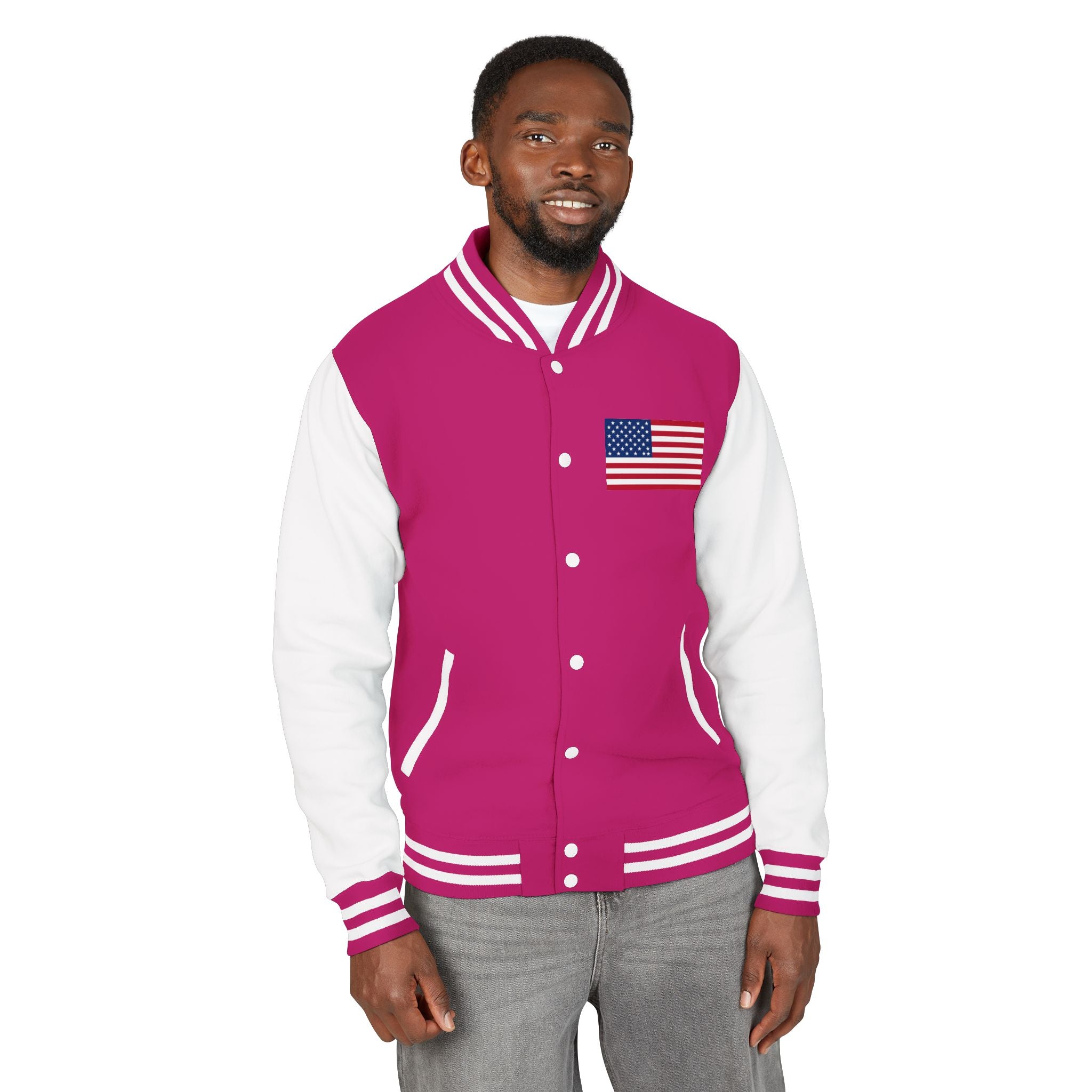 American Flag stitched on the chest Letterman Jacket from LiLTay