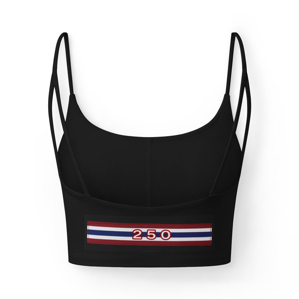 Women's Luxe Bra — Slim Strappy Crop with 250 celebration july 4th Tricolor Accent