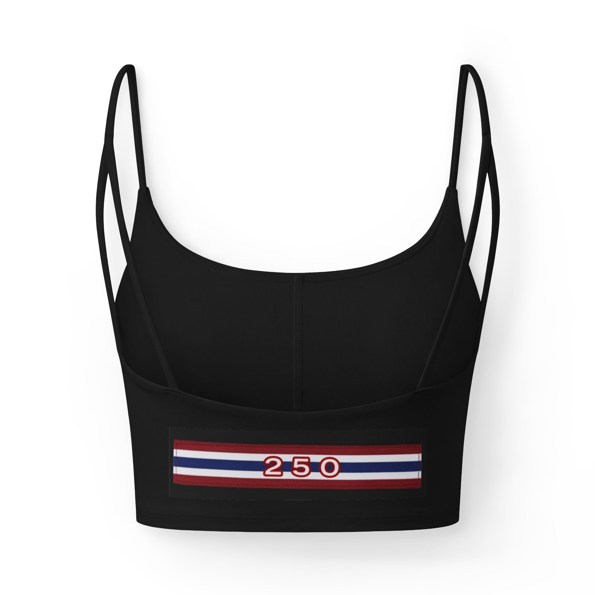 Women's Luxe Bra — Slim Strappy Crop with 250 celebration july 4th Tricolor Accent