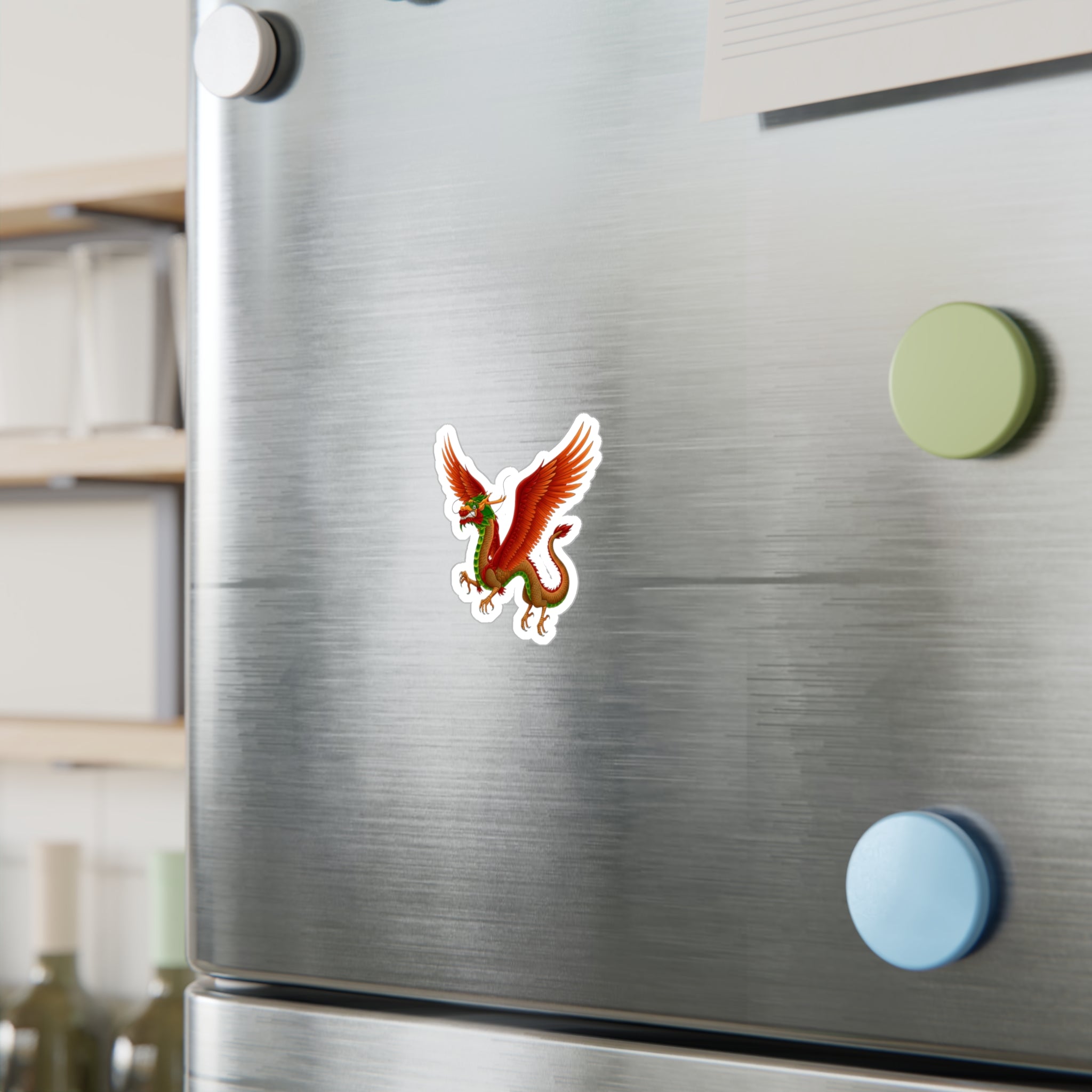 Red Winged Mythical Chinese Dragon Vinyl Sticker – Kiss-Cut Decal From LiLTay