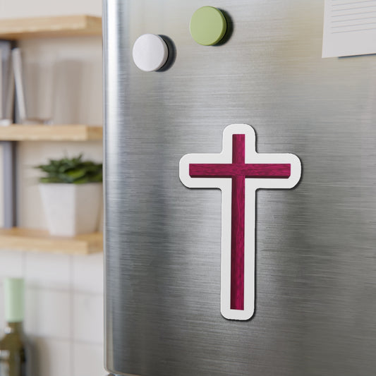 LiLTay Crimson Textured Jesus merch Cross Die-Cut Magnet — Christian Faith