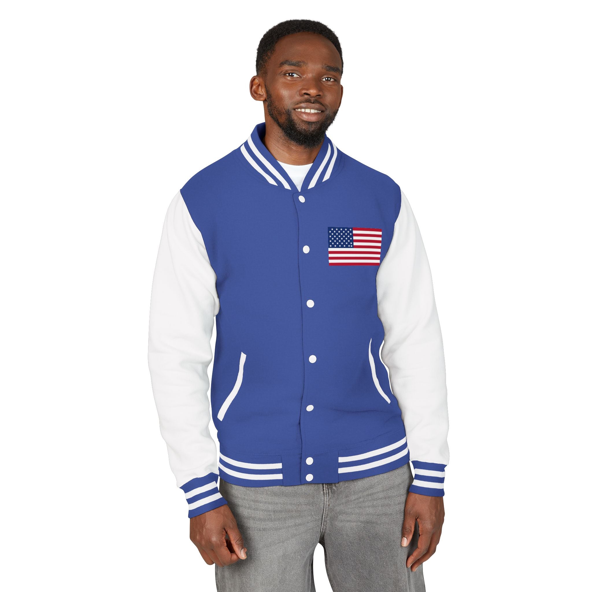 American Flag stitched on the chest Letterman Jacket from LiLTay