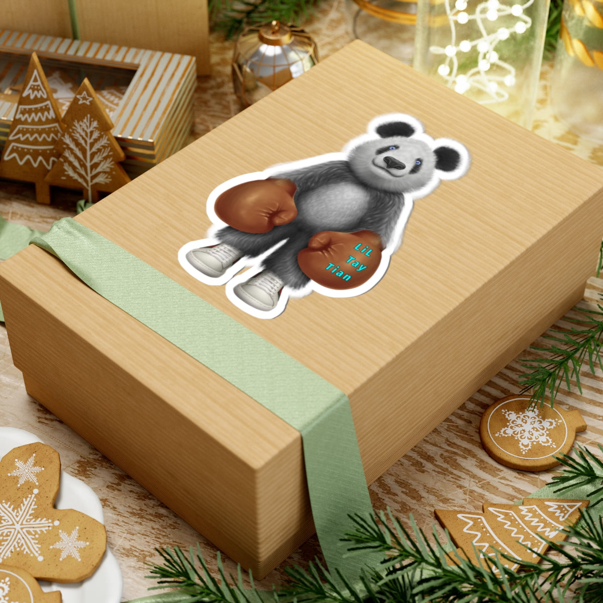 LiLTay Radical Boxing Panda Bear Stickers, a champion, Laptop Stickers,- skate board lockers waterproof tuff popup store