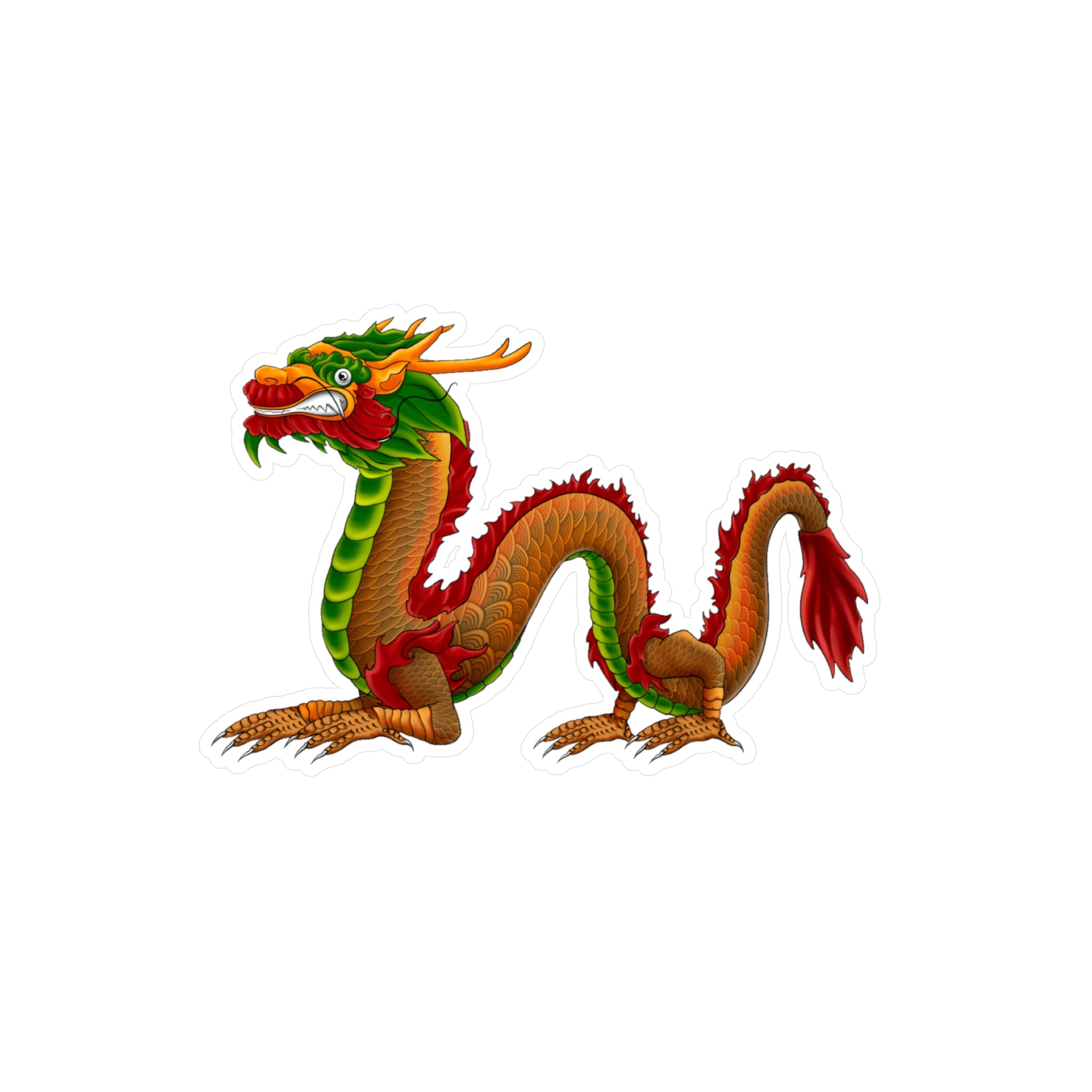 Mythical Colorful Chinese Dragon Vinyl Decal - Kiss-Cut Sticker From LiLTay