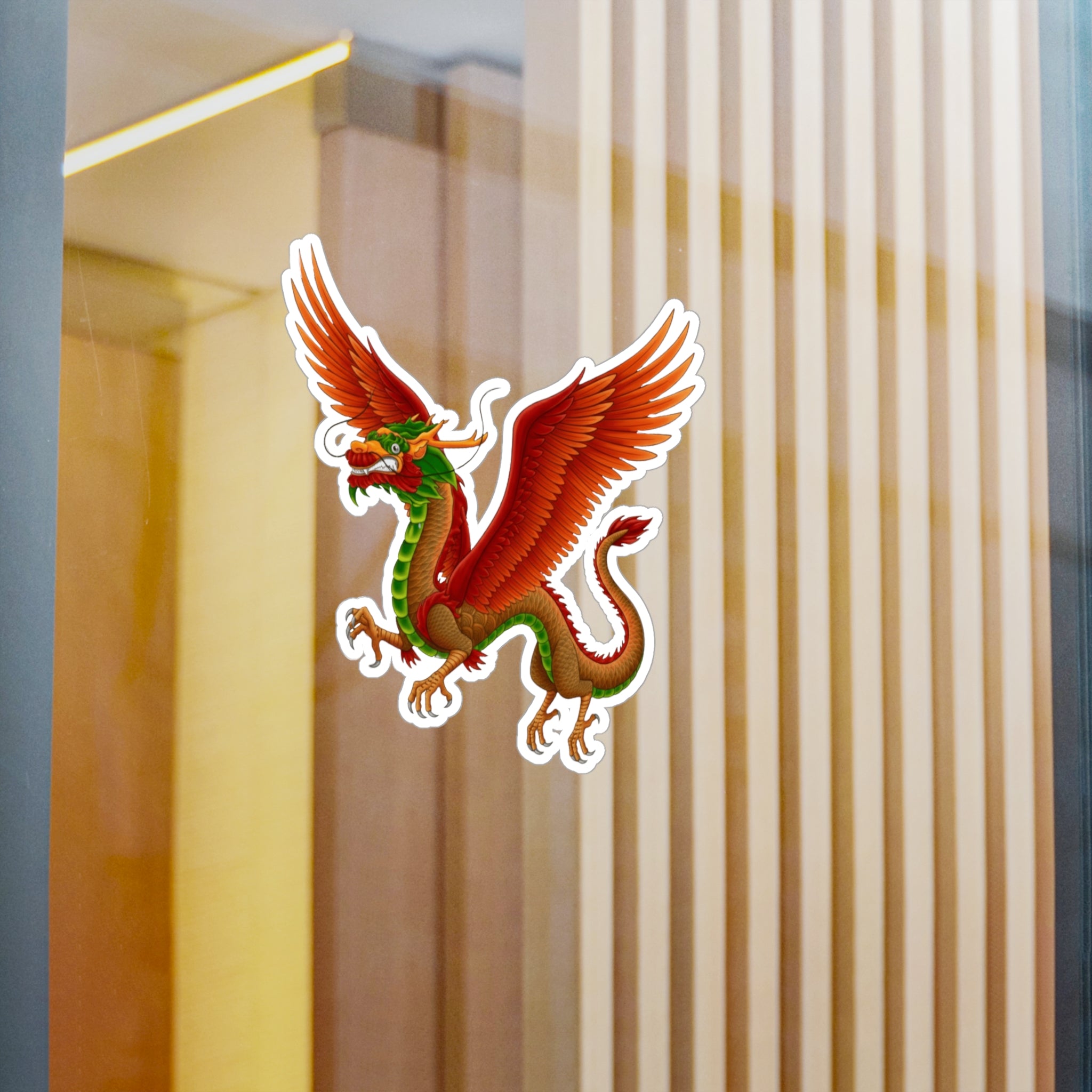 Red Winged Mythical Chinese Dragon Vinyl Sticker – Kiss-Cut Decal From LiLTay