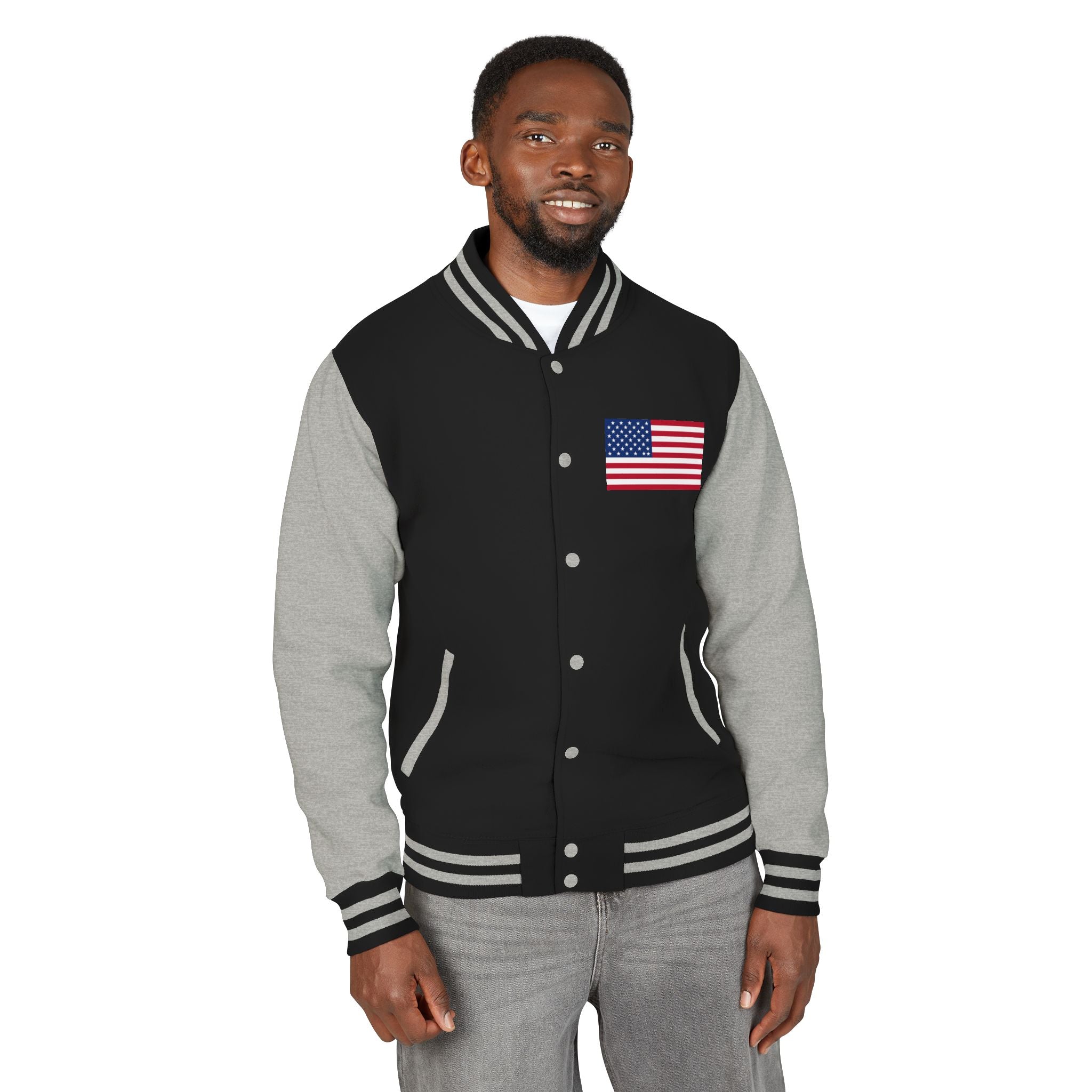 American Flag stitched on the chest Letterman Jacket from LiLTay