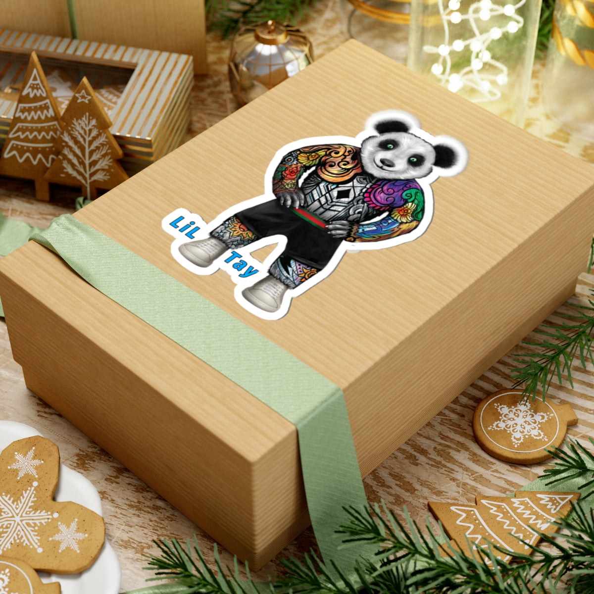 LiLTay Tattoo Panda Kiss-Cut Stickers, radical Bear Hip Art Decals for Laptops, Water Bottles, Scrapbooking, Boards, Lockers, Car Accessories