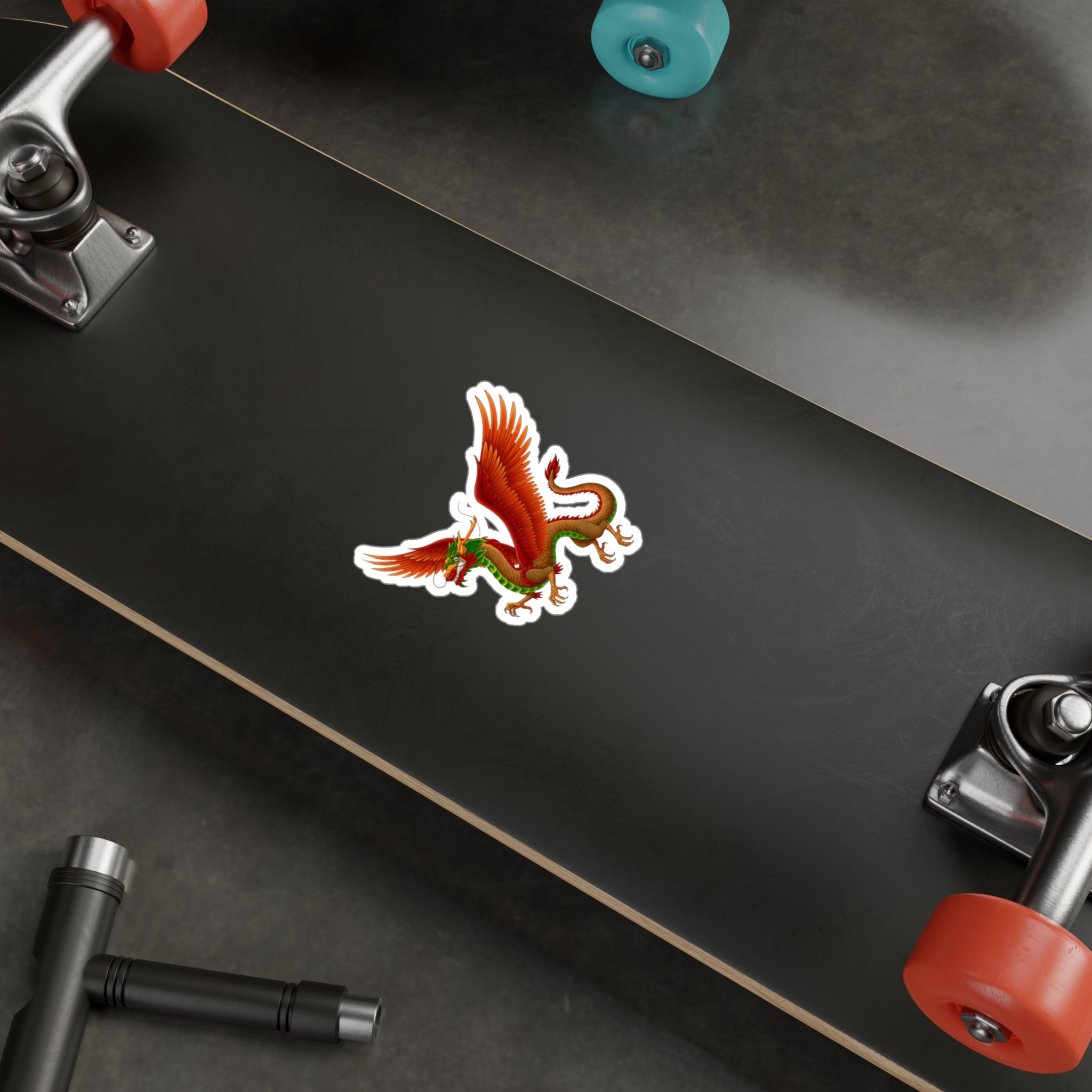 Red Winged Mythical Chinese Dragon Vinyl Sticker – Kiss-Cut Decal From LiLTay