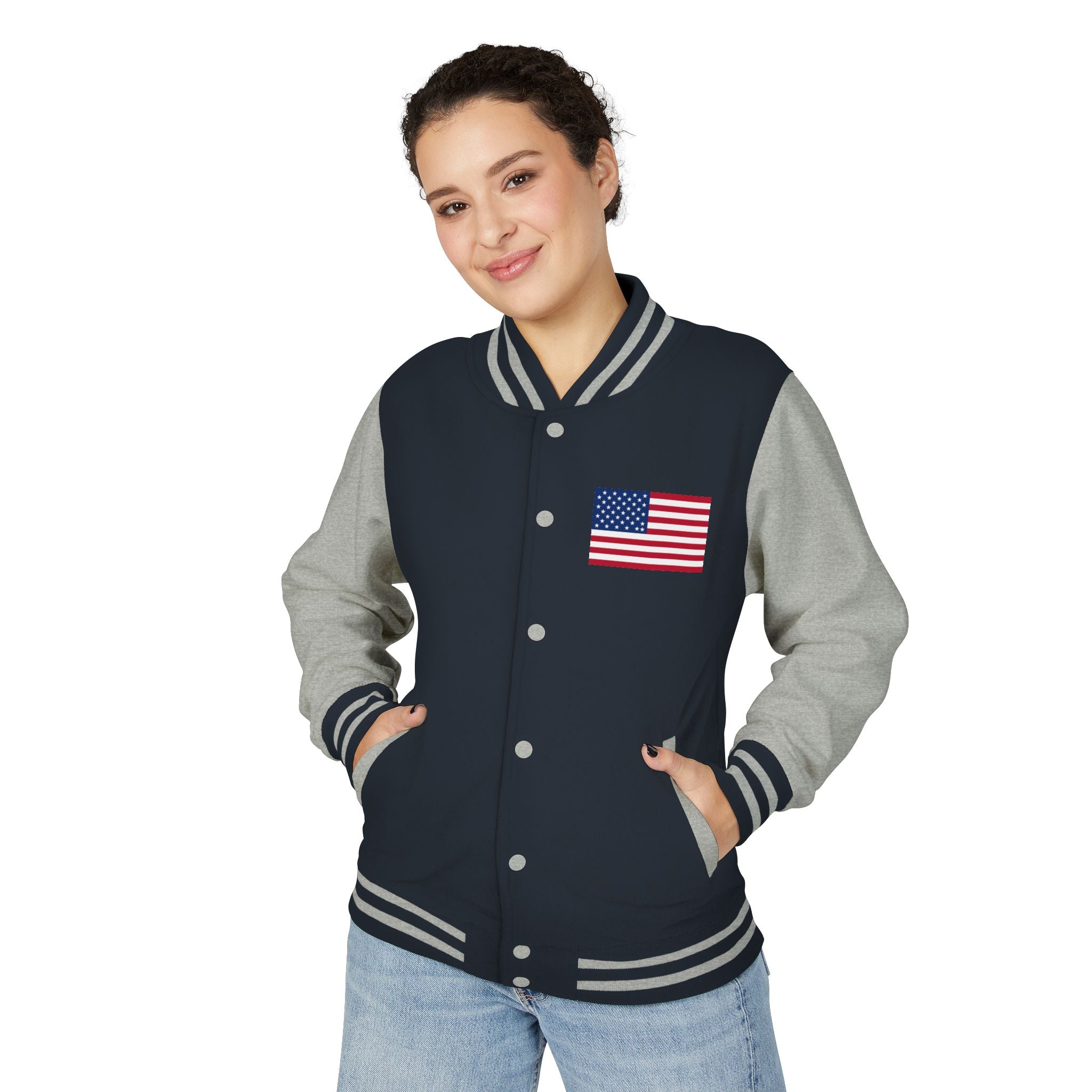American Flag stitched on the chest Letterman Jacket from LiLTay
