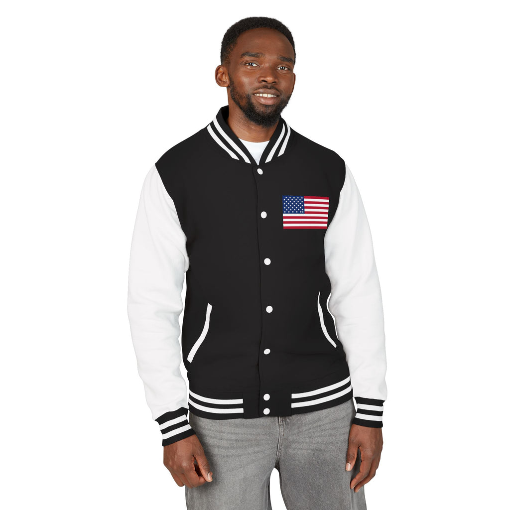 American Flag stitched on the chest Letterman Jacket from LiLTay
