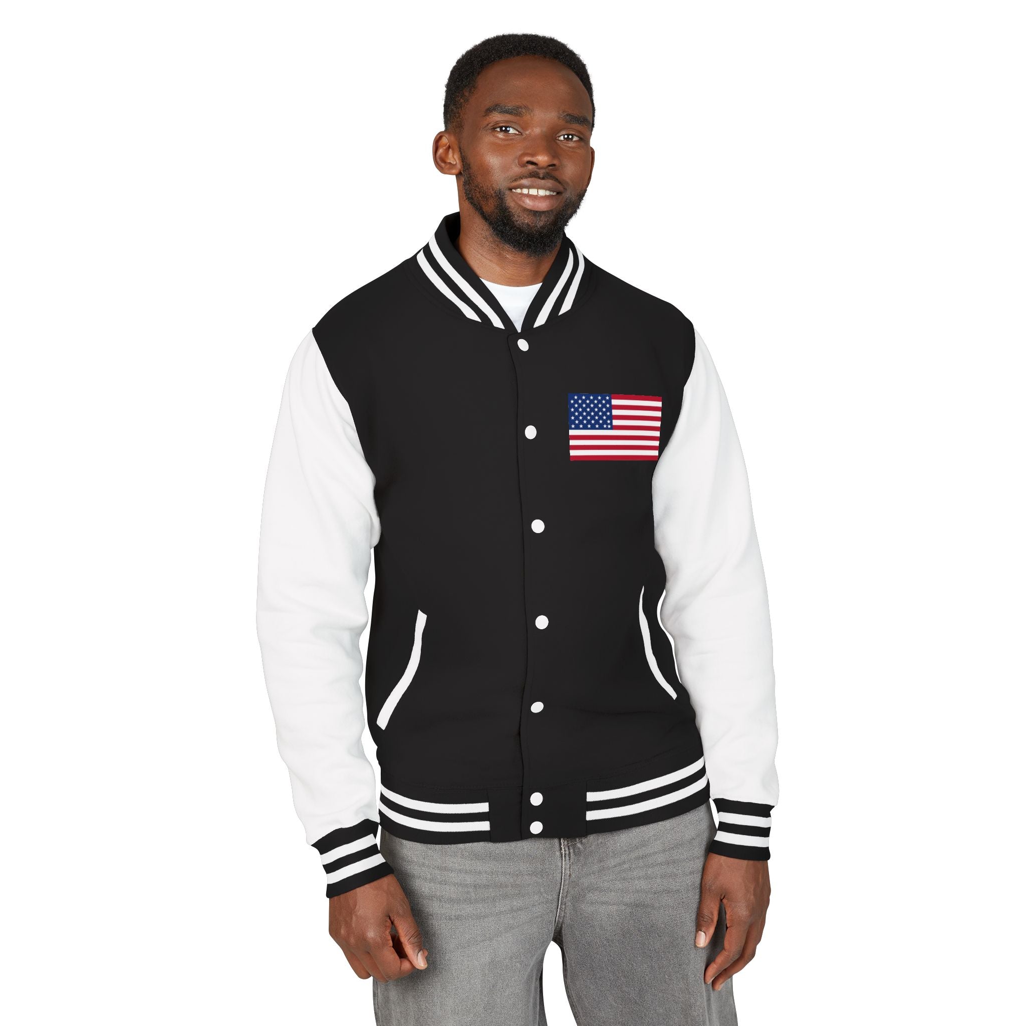 American Flag stitched on the chest Letterman Jacket from LiLTay