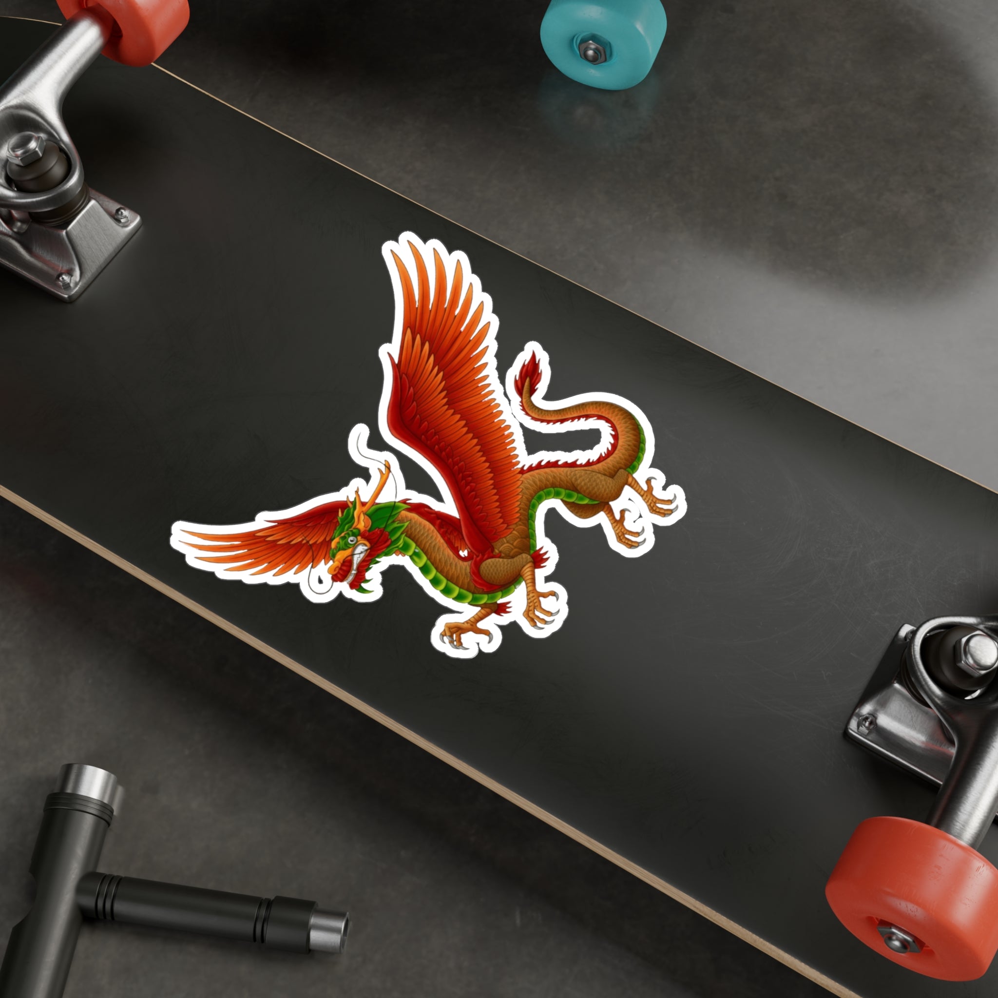 Red Winged Mythical Chinese Dragon Vinyl Sticker – Kiss-Cut Decal From LiLTay