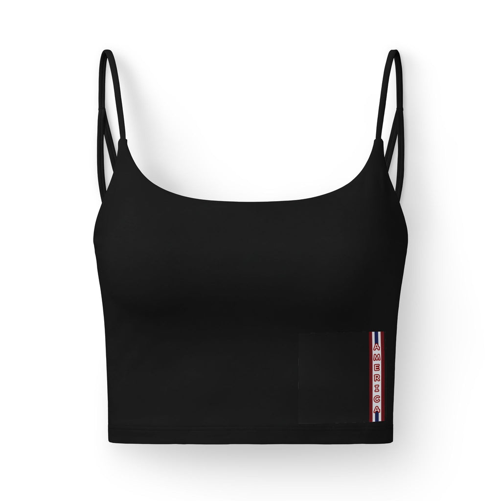 Women's Luxe Bra — Slim Strappy Crop with 250 celebration july 4th Tricolor Accent