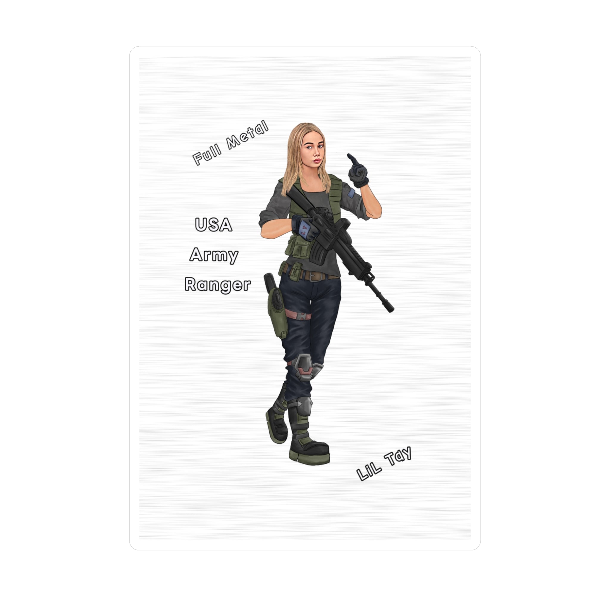 USA Army Ranger Full Metal Soldier Vinyl Sticker — Kiss-Cut Decal From LiLTay - in or outdoor