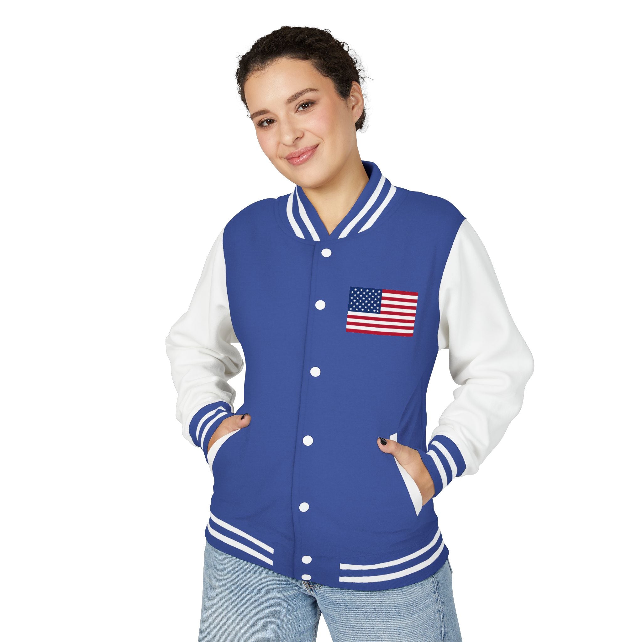 American Flag stitched on the chest Letterman Jacket from LiLTay