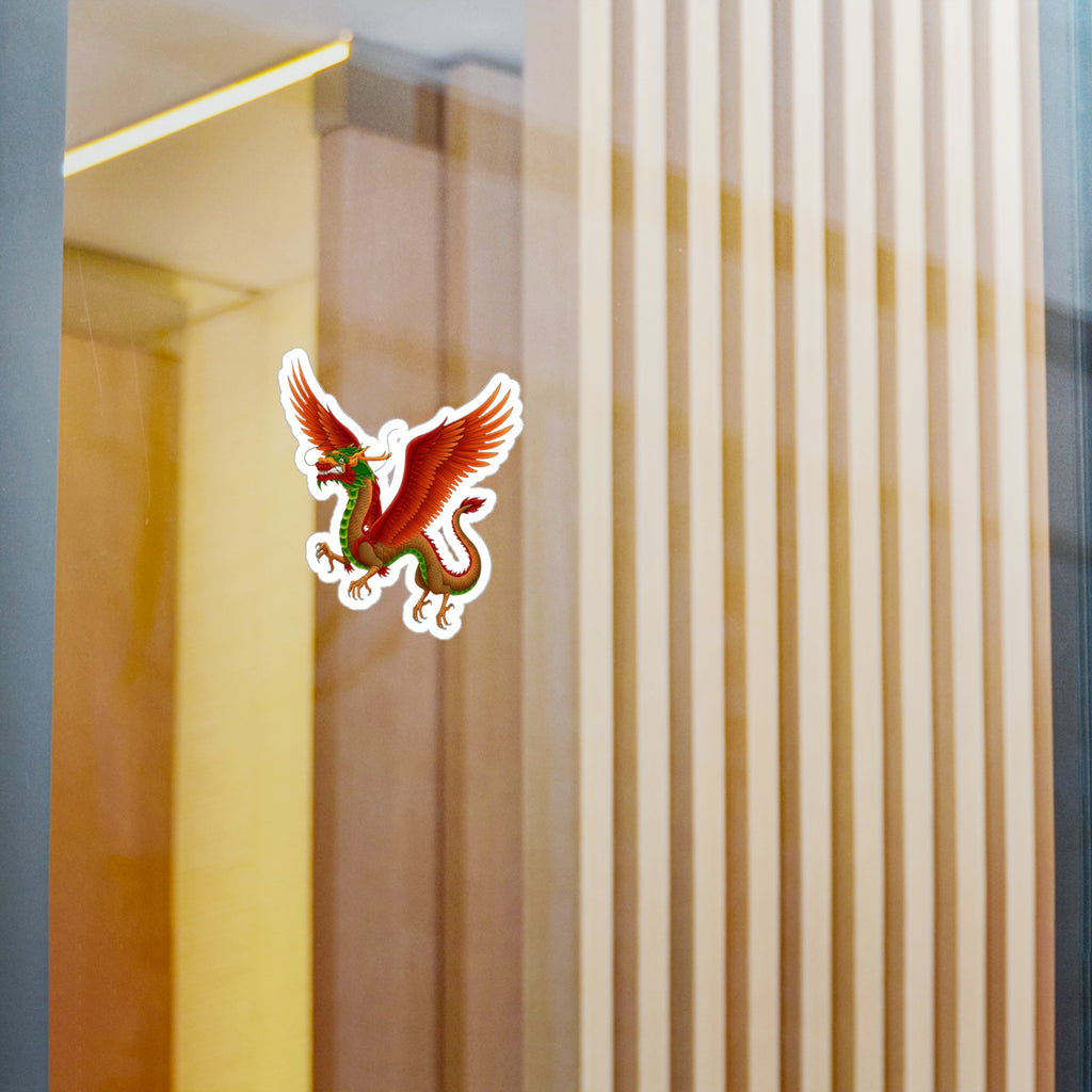 Red Winged Mythical Chinese Dragon Vinyl Sticker – Kiss-Cut Decal From LiLTay