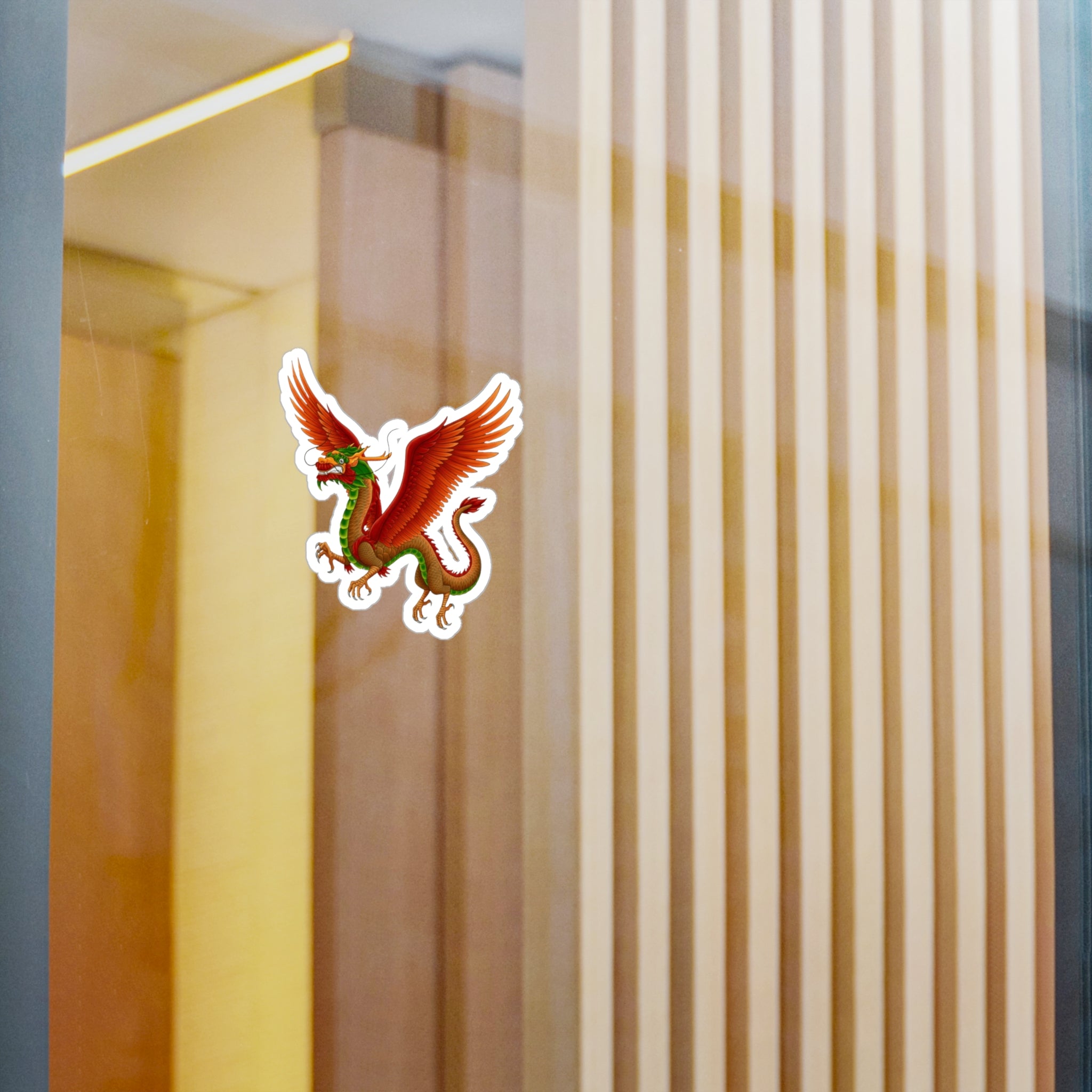 Red Winged Mythical Chinese Dragon Vinyl Sticker – Kiss-Cut Decal From LiLTay