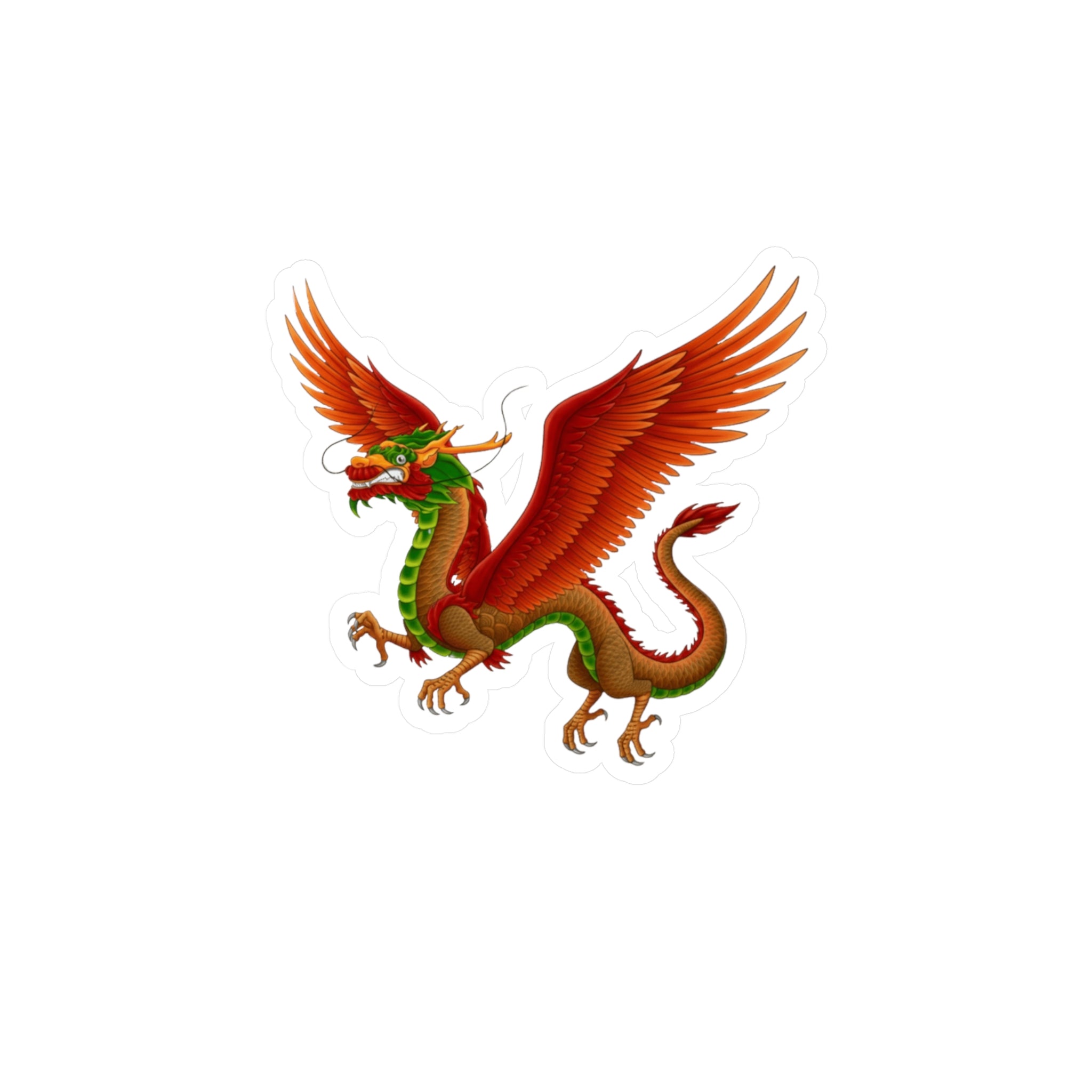 Red Winged Mythical Chinese Dragon Vinyl Sticker – Kiss-Cut Decal From LiLTay