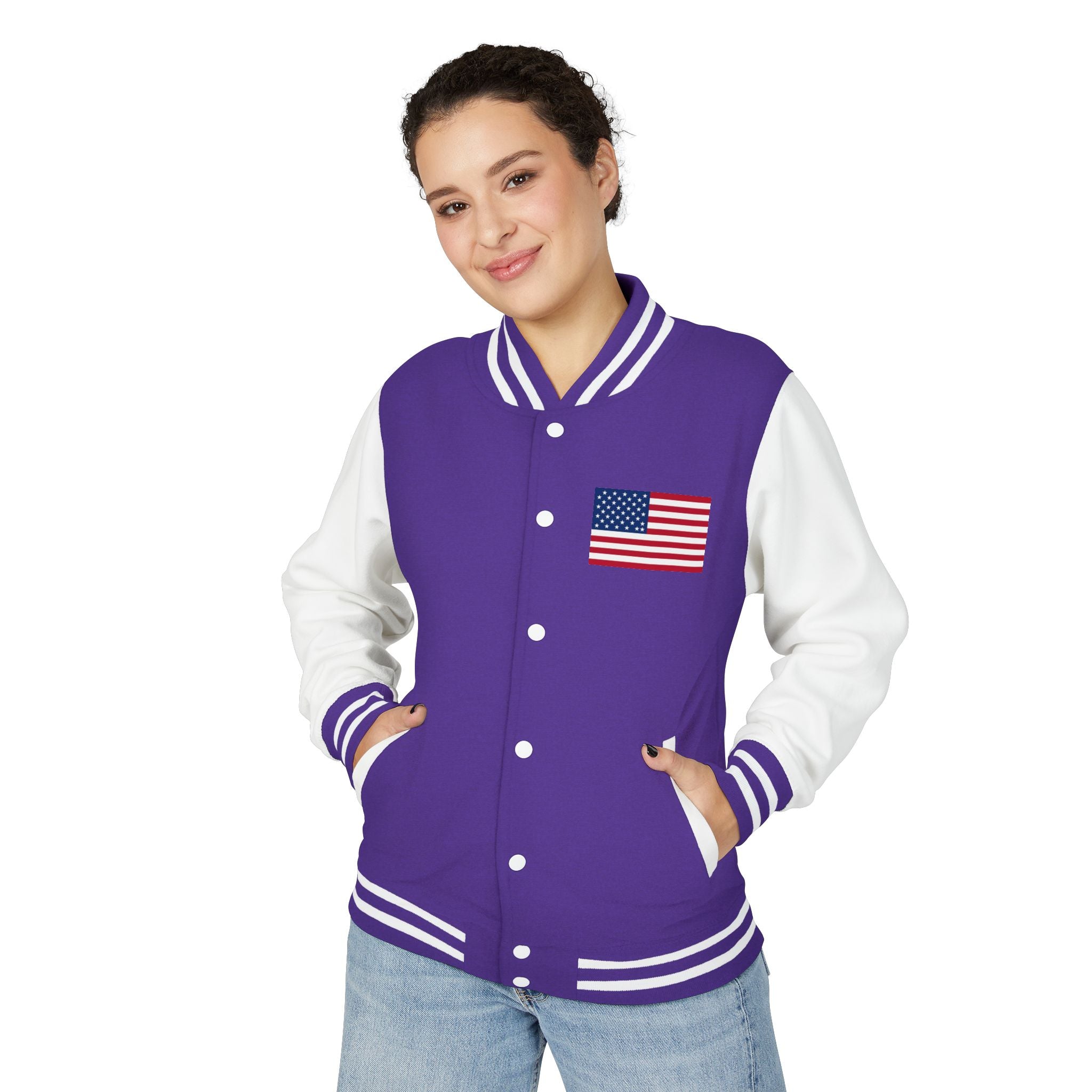 American Flag stitched on the chest Letterman Jacket from LiLTay