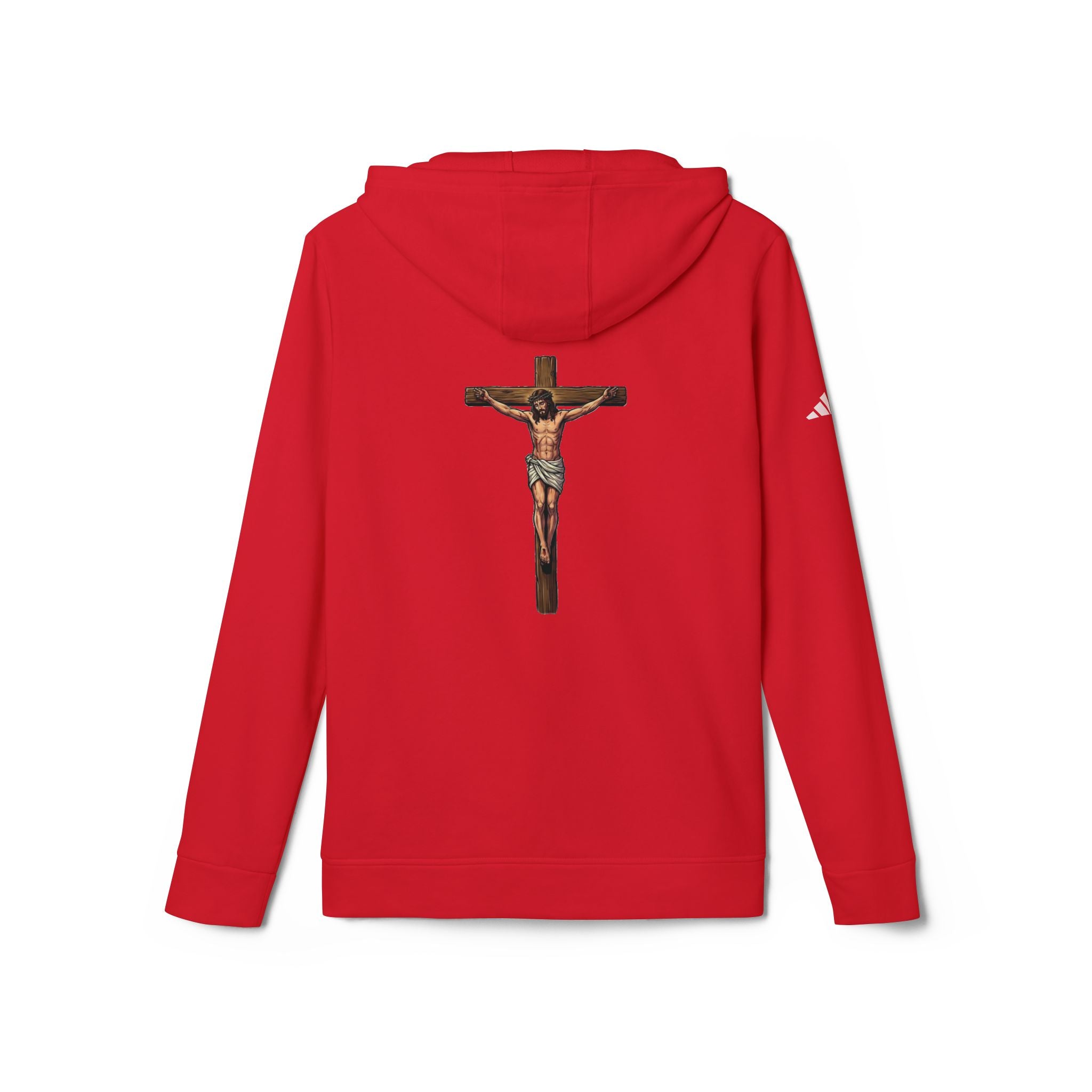 Jesus our God on the cross Hoodie adidas brand unisex- Back image Religious Christian Cross Pullover by LiLTay