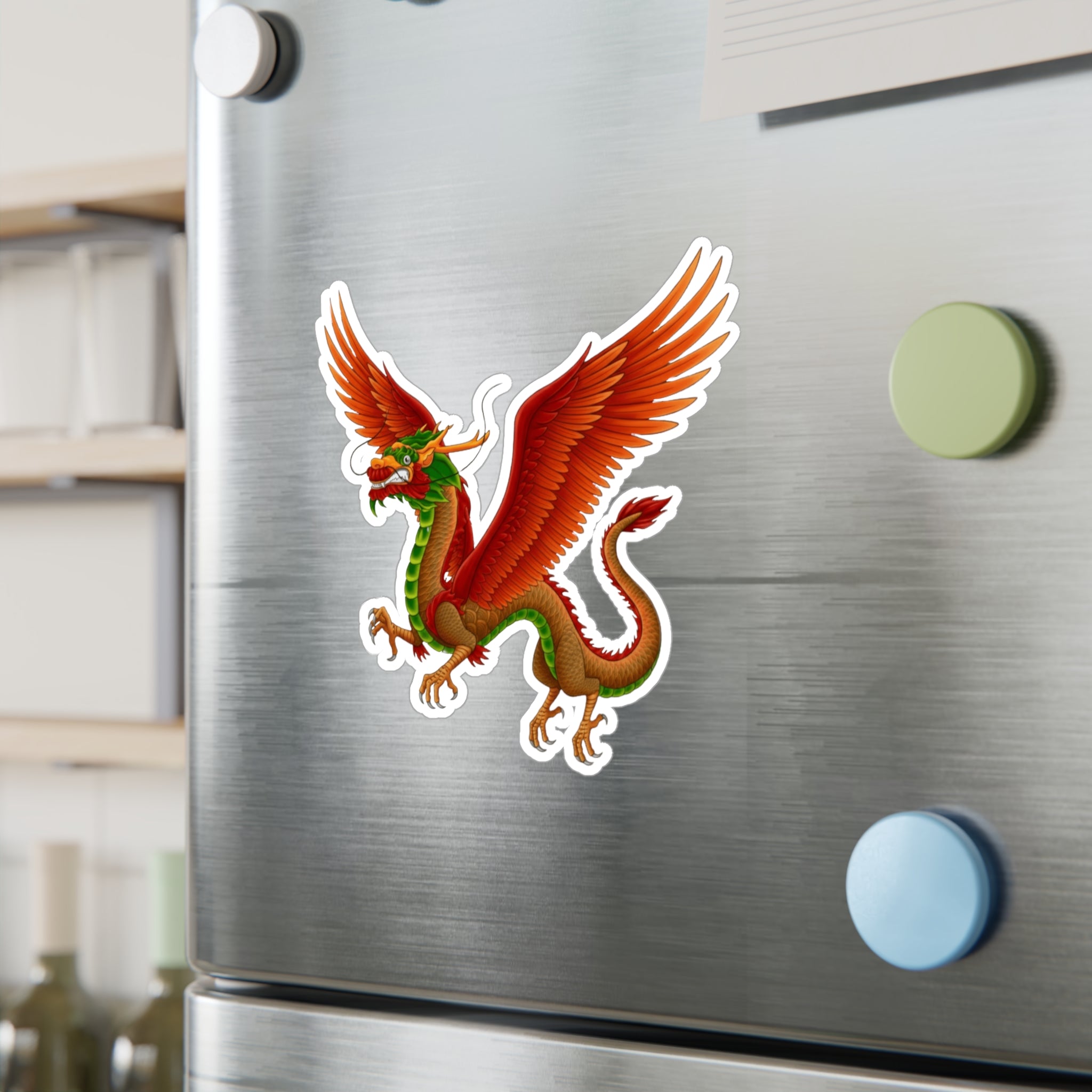 Red Winged Mythical Chinese Dragon Vinyl Sticker – Kiss-Cut Decal From LiLTay