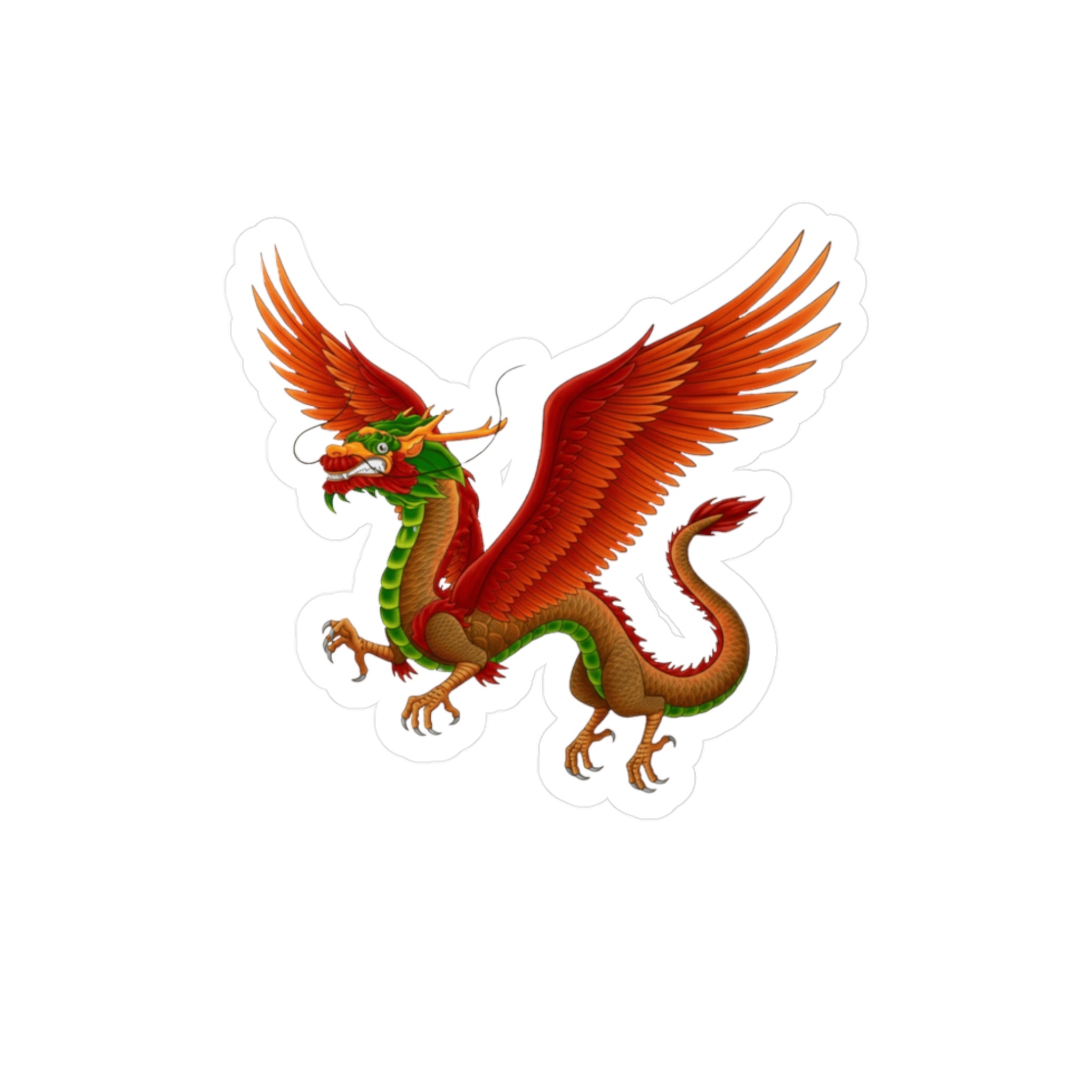 Red Winged Mythical Chinese Dragon Vinyl Sticker – Kiss-Cut Decal From LiLTay