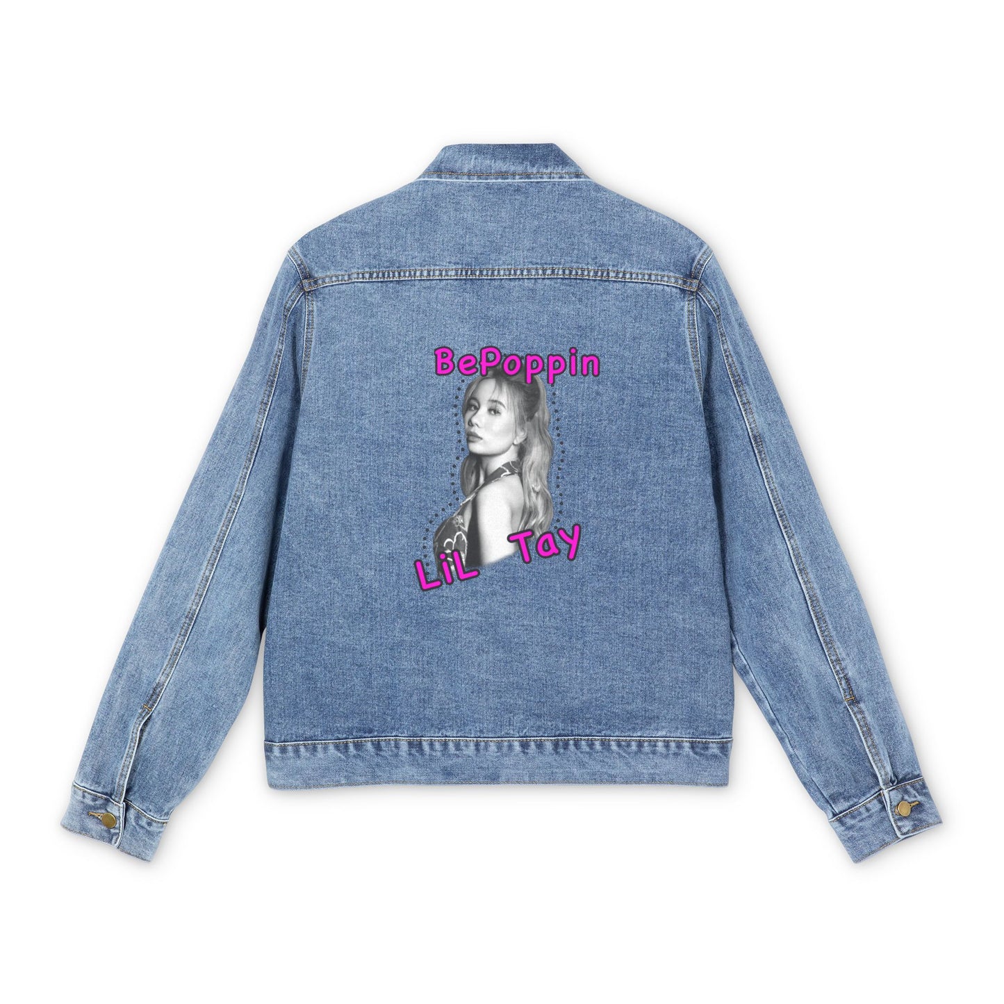 LiLTay BePoppin Graphic Back Print Denim Jacket