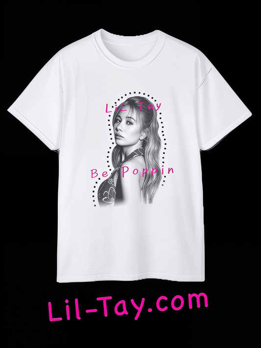 LiLTay be poppin white t-shirt Unisex Cotton Tee with Inspirational Quote, pop up store limited time