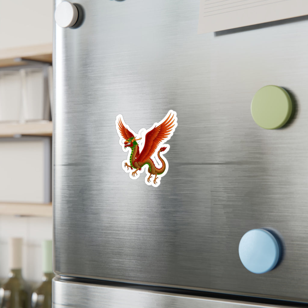 Red Winged Mythical Chinese Dragon Vinyl Sticker – Kiss-Cut Decal From LiLTay