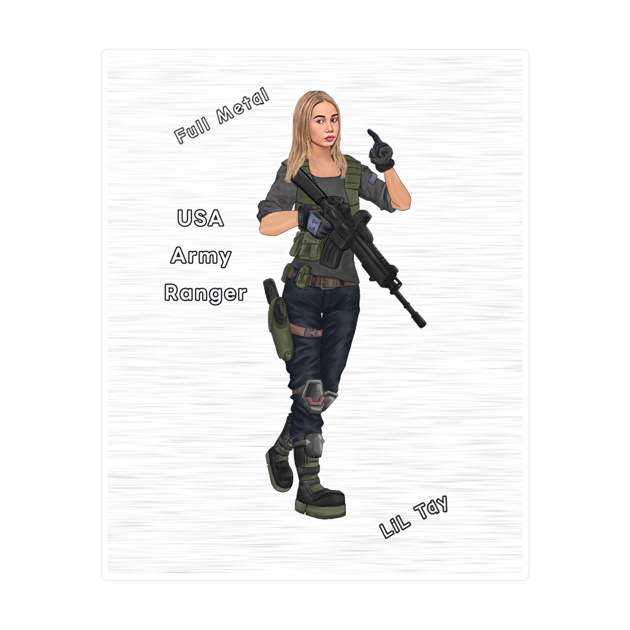 USA Army Ranger Full Metal Soldier Vinyl Sticker — Kiss-Cut Decal From LiLTay - in or outdoor