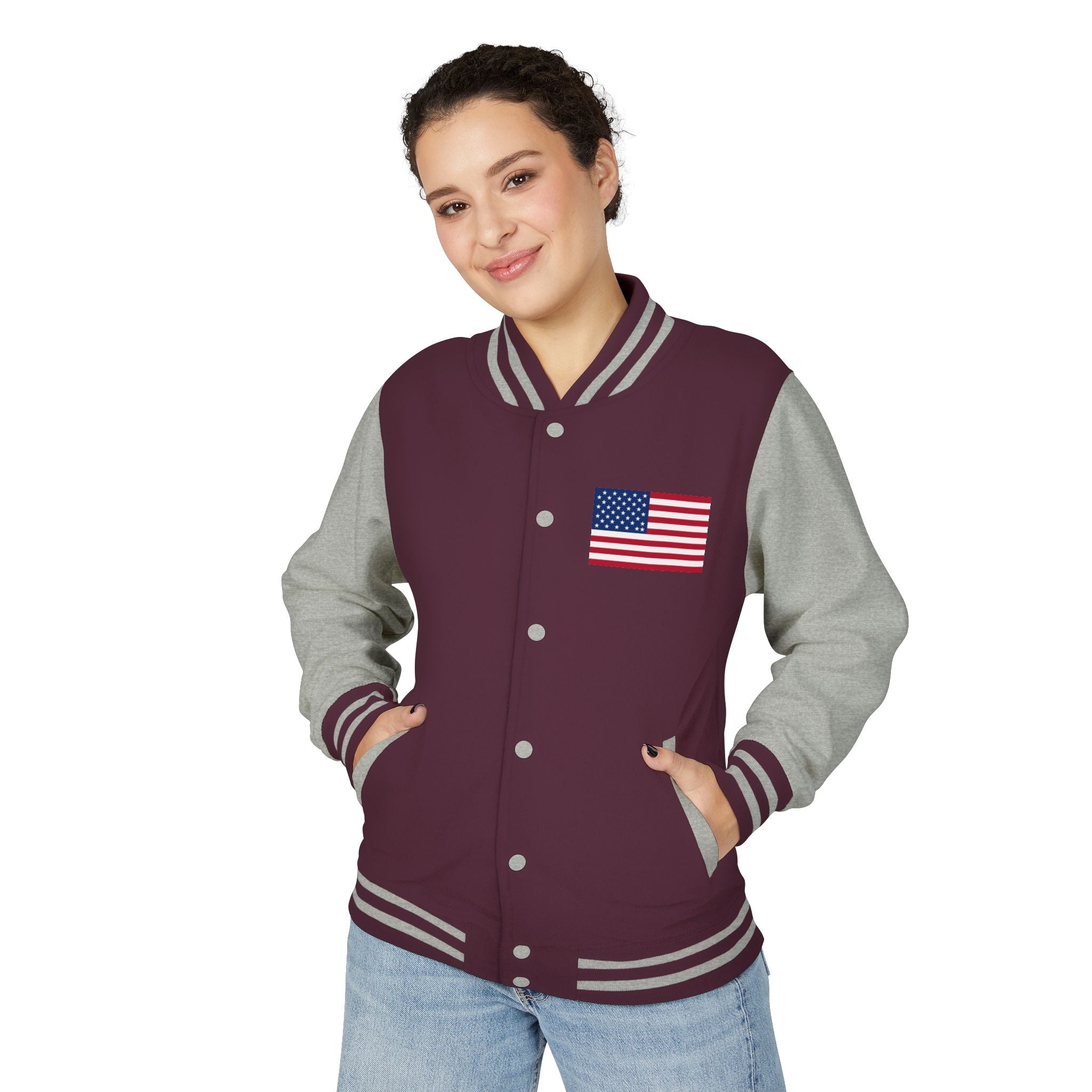 American Flag stitched on the chest Letterman Jacket from LiLTay