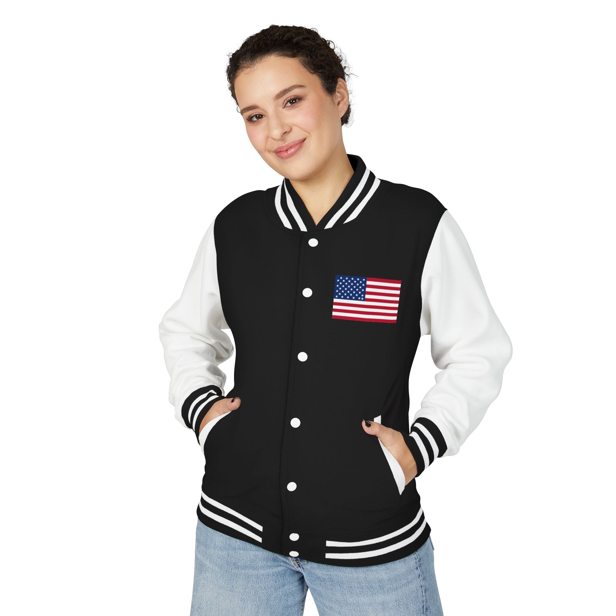 American Flag stitched on the chest Letterman Jacket from LiLTay