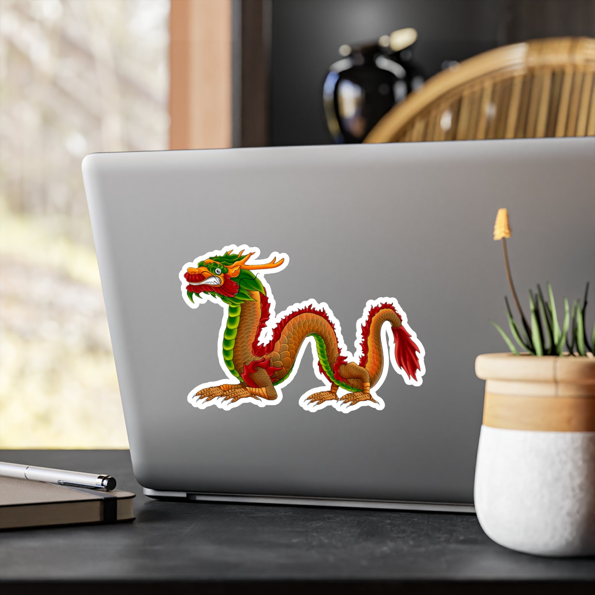Mythical Colorful Chinese Dragon Vinyl Decal - Kiss-Cut Sticker From LiLTay