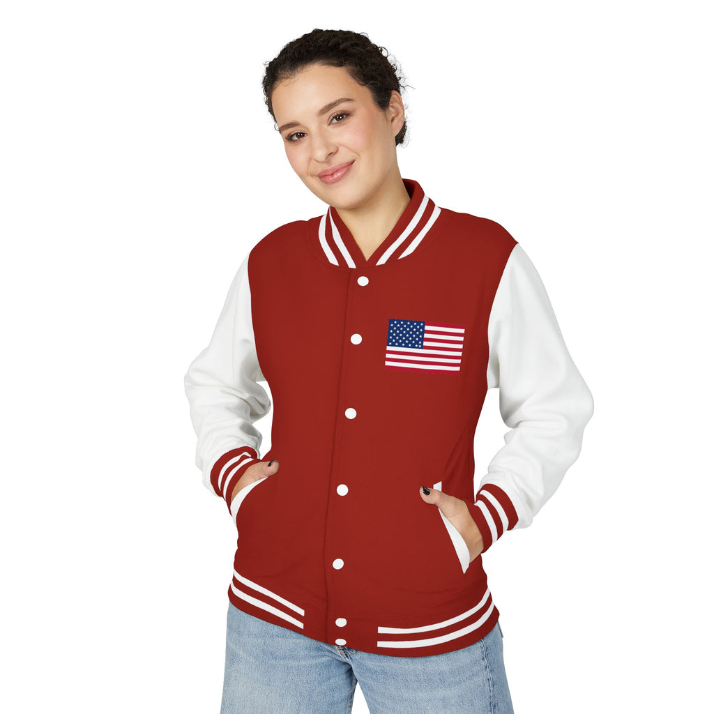 American Flag stitched on the chest Letterman Jacket from LiLTay