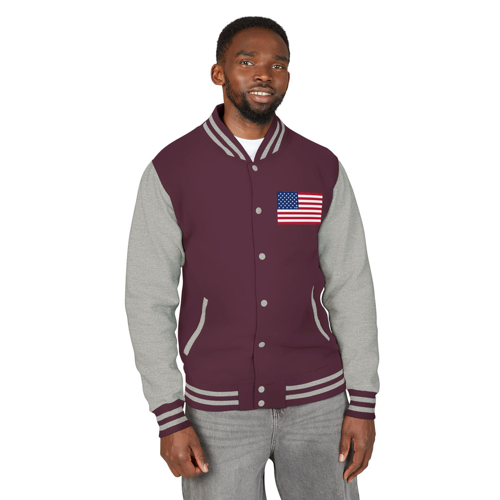 American Flag stitched on the chest Letterman Jacket from LiLTay