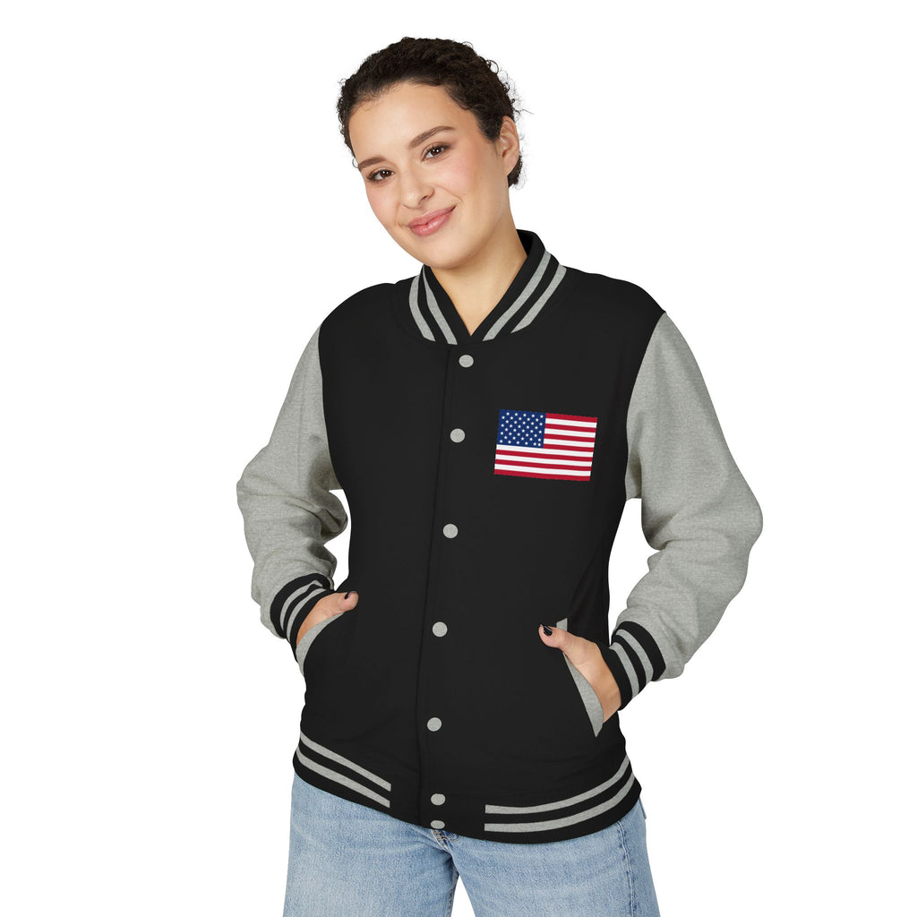 American Flag stitched on the chest Letterman Jacket from LiLTay