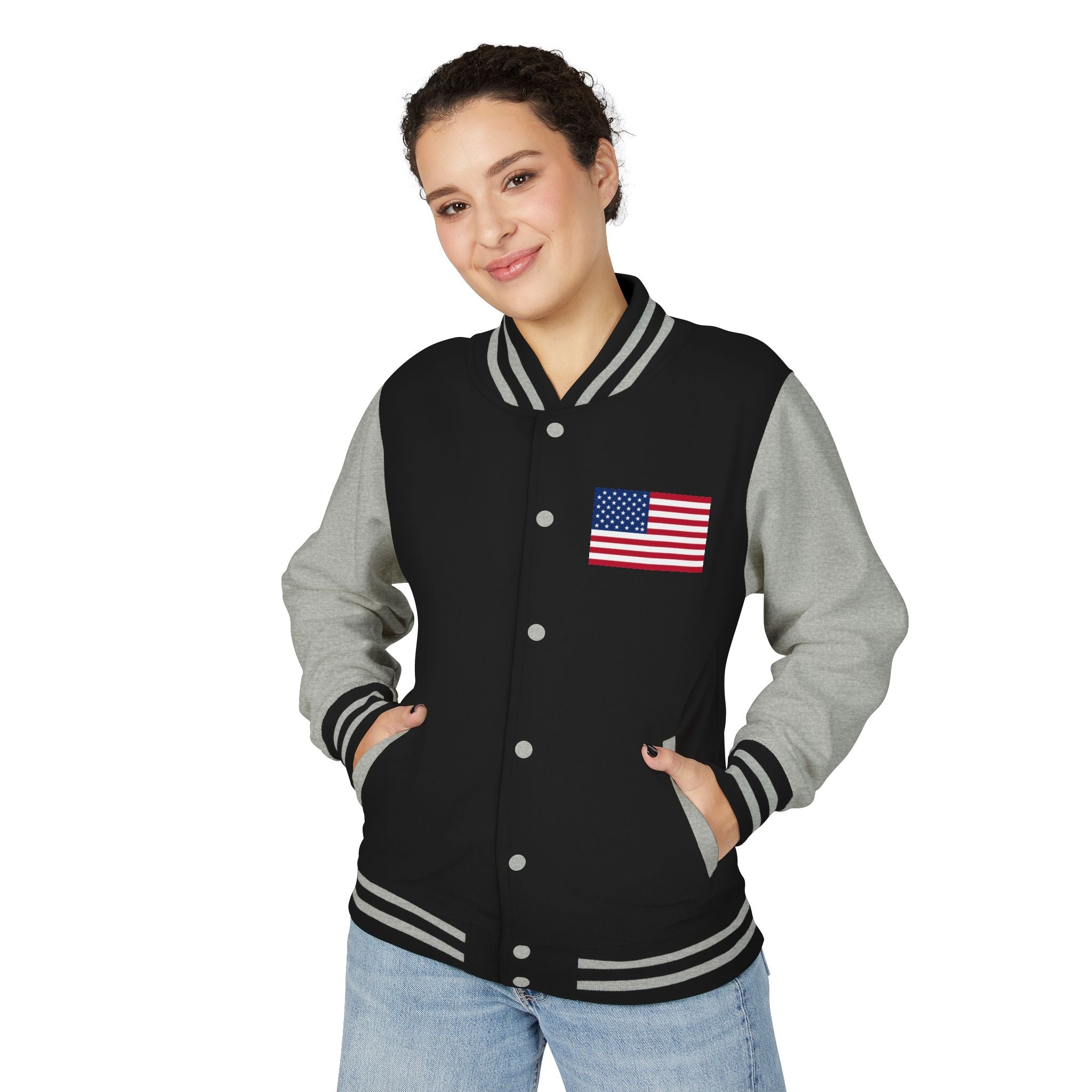 American Flag stitched on the chest Letterman Jacket from LiLTay