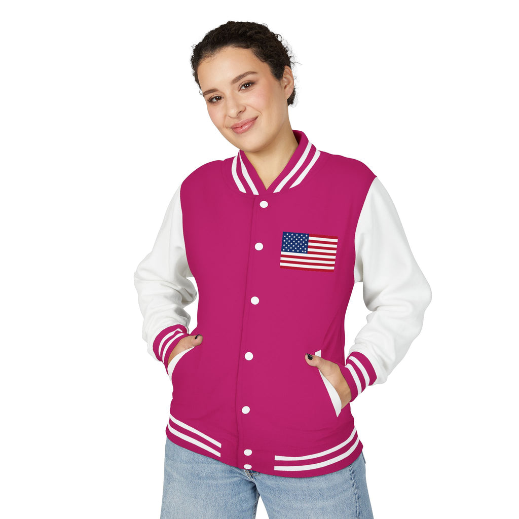 American Flag stitched on the chest Letterman Jacket from LiLTay