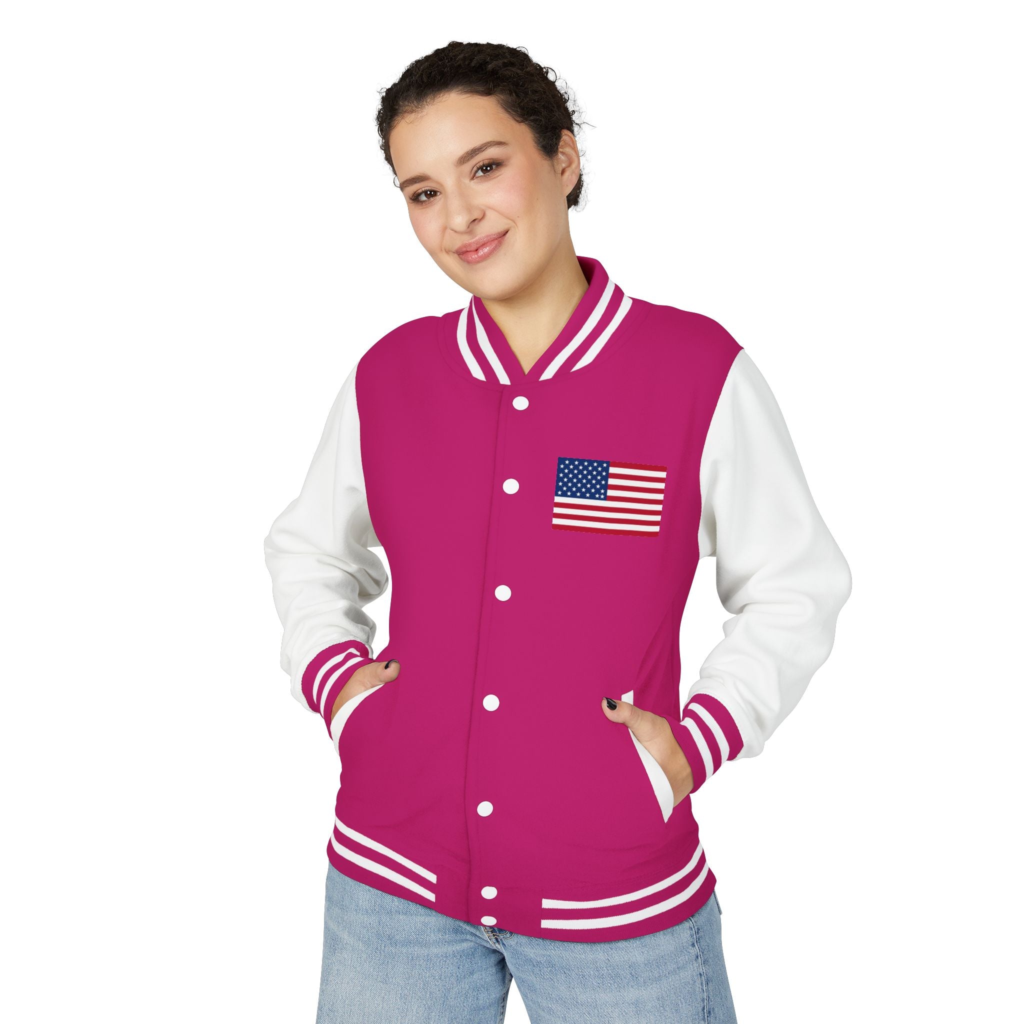American Flag stitched on the chest Letterman Jacket from LiLTay