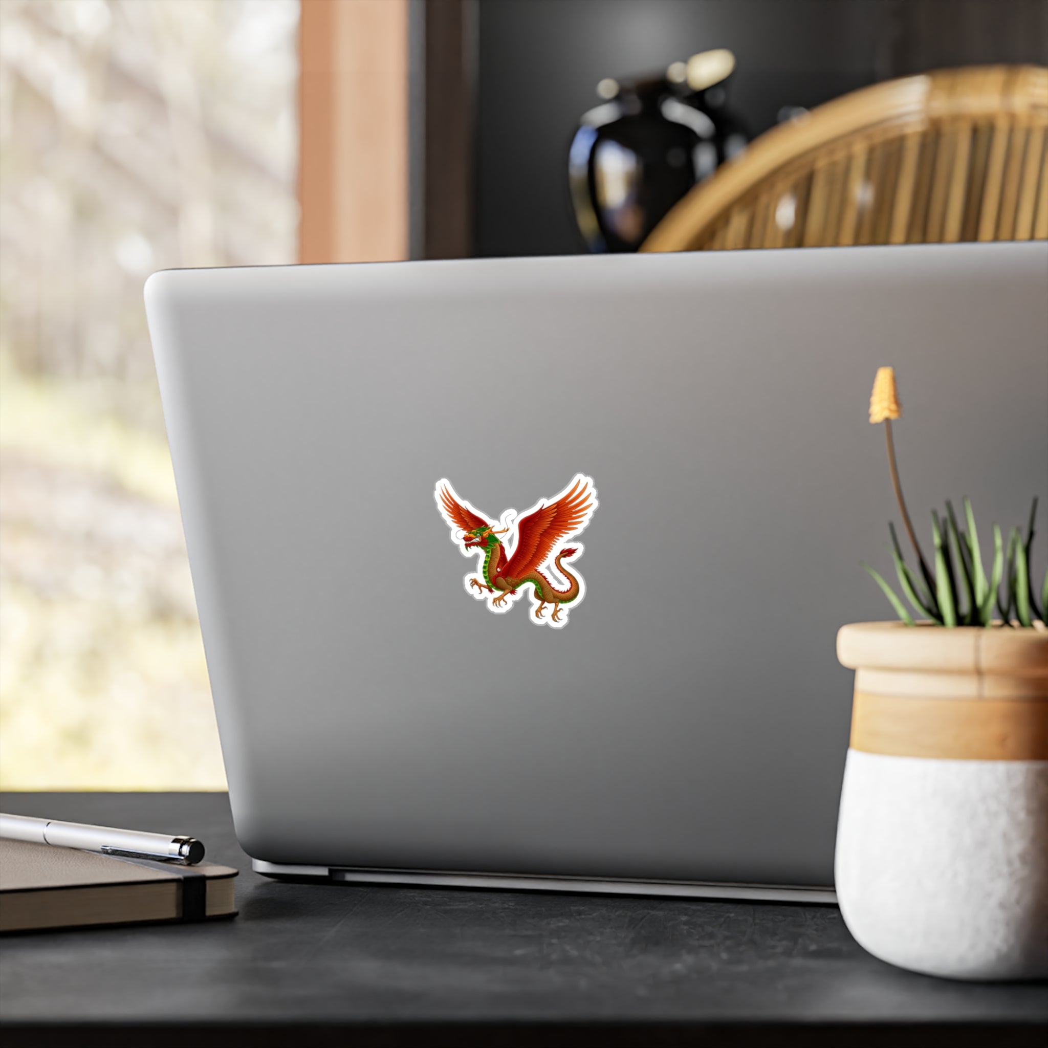 Red Winged Mythical Chinese Dragon Vinyl Sticker – Kiss-Cut Decal From LiLTay