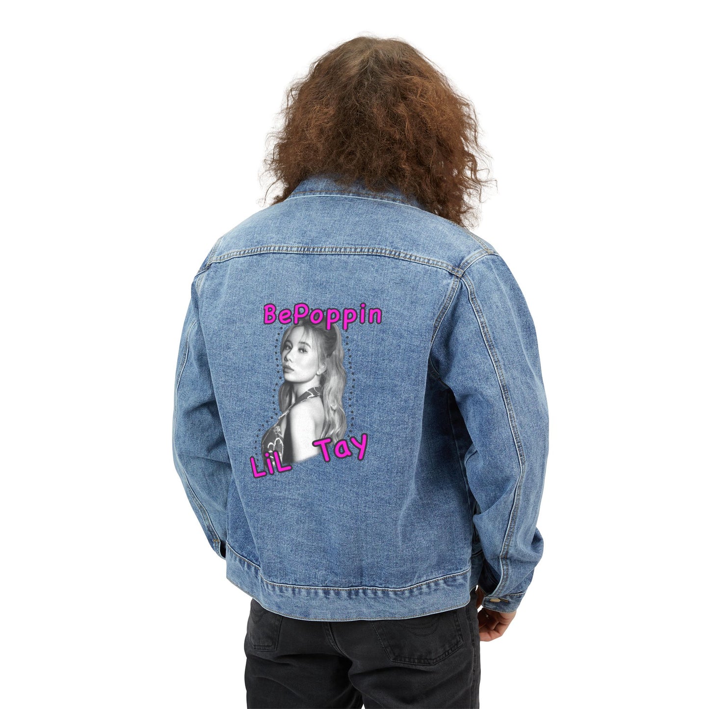 LiLTay BePoppin Graphic Back Print Denim Jacket