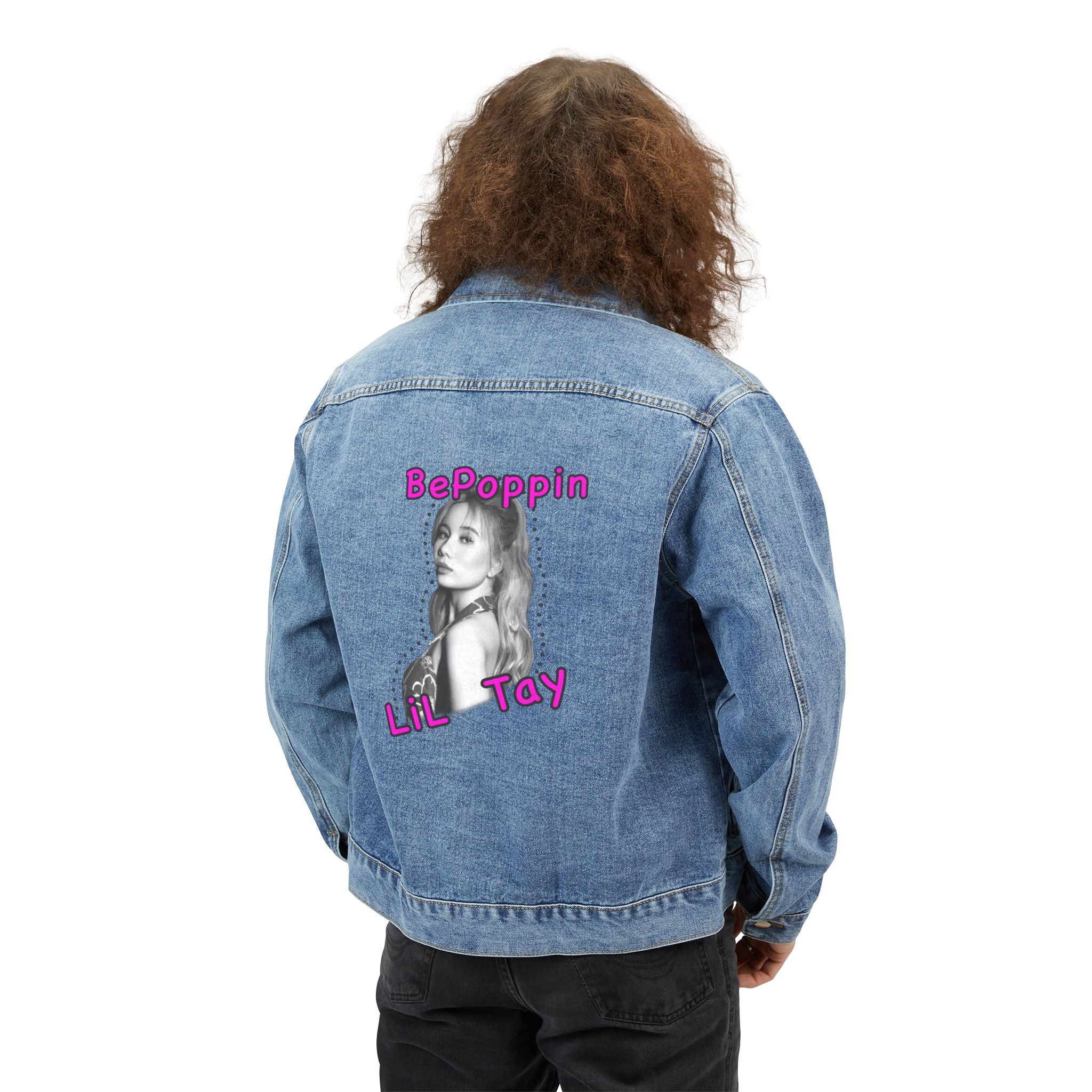 LiLTay BePoppin Graphic Back Print Denim Jacket