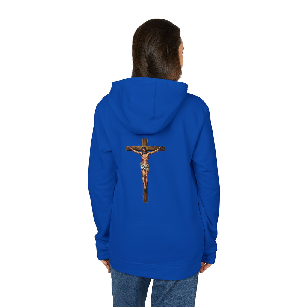 Jesus our God on the cross Hoodie adidas brand unisex- Back image Religious Christian Cross Pullover by LiLTay