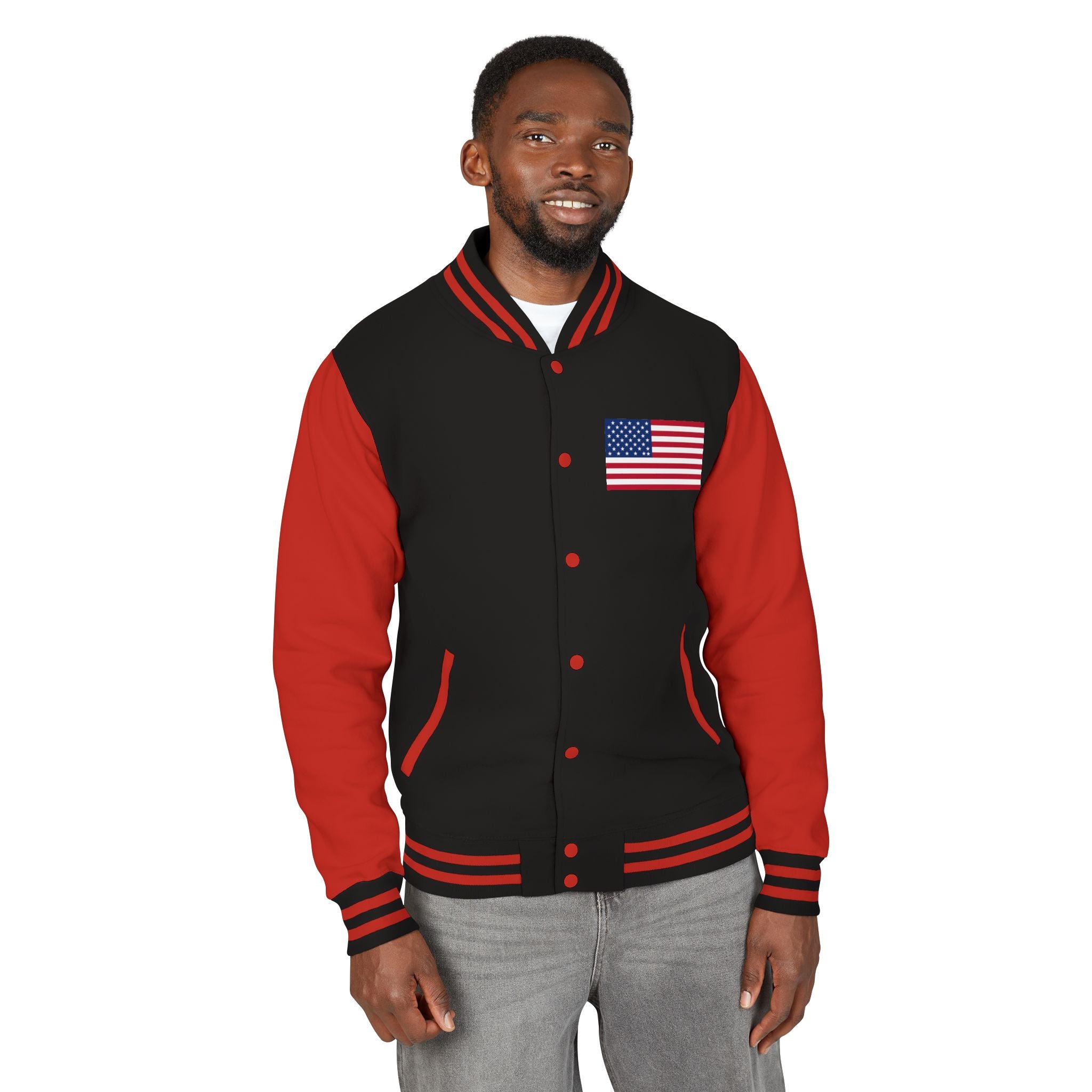American Flag stitched on the chest Letterman Jacket from LiLTay