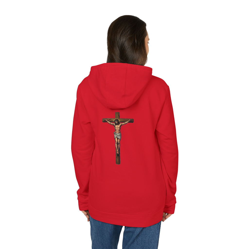 Jesus our God on the cross Hoodie adidas brand unisex- Back image Religious Christian Cross Pullover by LiLTay